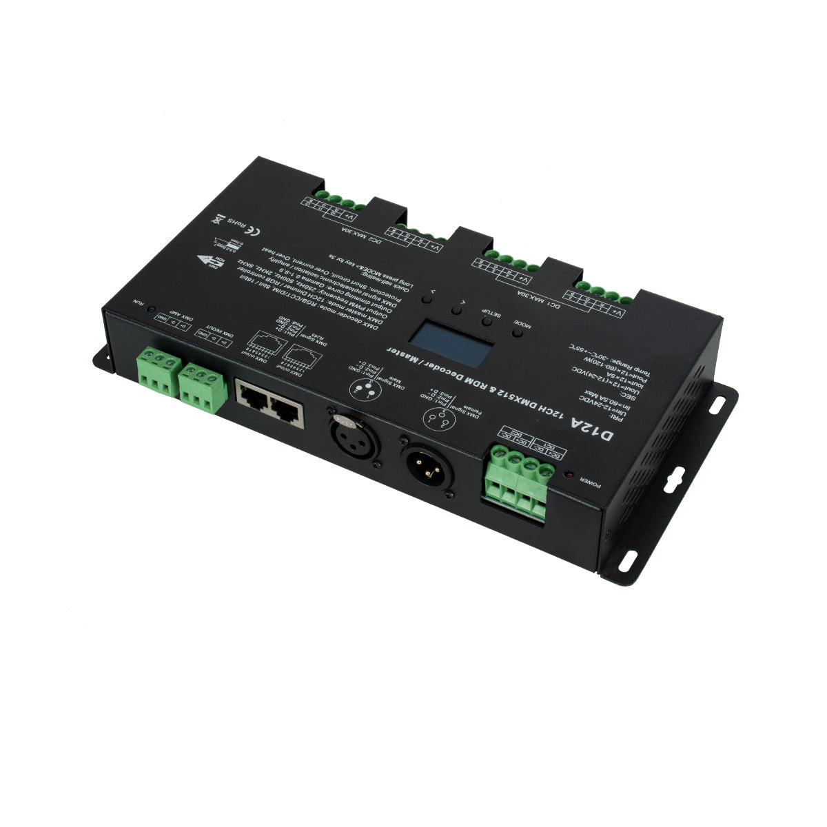 GloboStar® 71451 D12A SKYDANCE DC DMX & RDM Dimmer High Speed Controller / Decoder / Master 12 Καναλιών DC 12-24V 12 x 5A 120W - Max 60.5A 1440W - IP20 Μ25 x Π11.5 x Υ4cm - 5 Years Warranty - ledmania.gr