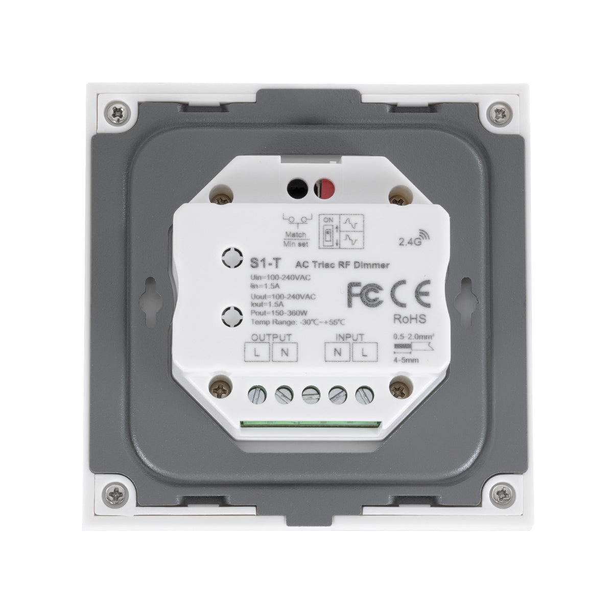 GloboStar® 71452 S1-T SKYDANCE AC Smart RF 2.4Ghz & Αφής - Touch Triac Dimming AC100-240V σε AC100-240V 1 x 1.5A 360W - Max 1.5A 360W - IP20 - Λευκό Σώμα - Μ8.5 x Π8.5 x Υ3.2cm - 5 Years Warranty - ledmania.gr
