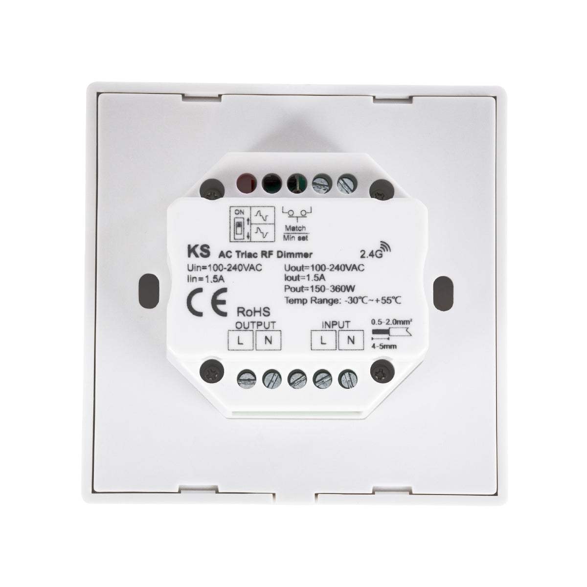GloboStar® 71456 S1-K SKYDANCE AC Smart RF 2.4Ghz & Ροοστάτη Triac Dimming AC100-240V σε AC100-240V 1 x 1.5A 360W - Max 1.5A 360W - IP20 - Λευκό Σώμα - Μ8.5 x Π8.5 x Υ5.2cm - 5 Years Warranty - ledmania.gr