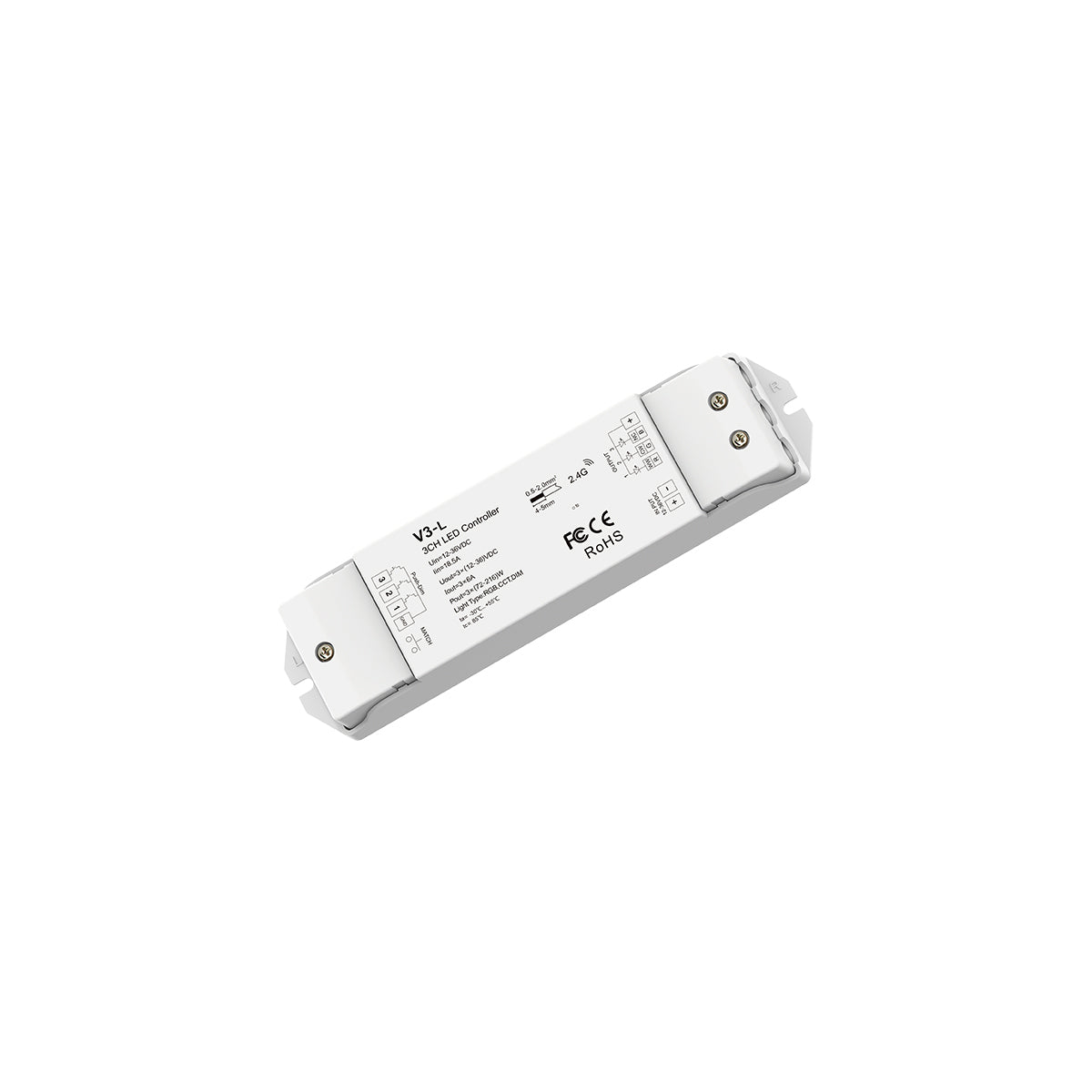 GloboStar® 71547 V3-L SKYDANCE DC RF 2.4Ghz Dimmer High Speed Controller & Push Dimming 3 Κανάλια DC 12-48V 3 x 6A 288W - Max 18.5A 288W - IP20 Μ17.5 x Π4.5 x Υ2.5cm - 5 Years Warranty - ledmania.gr