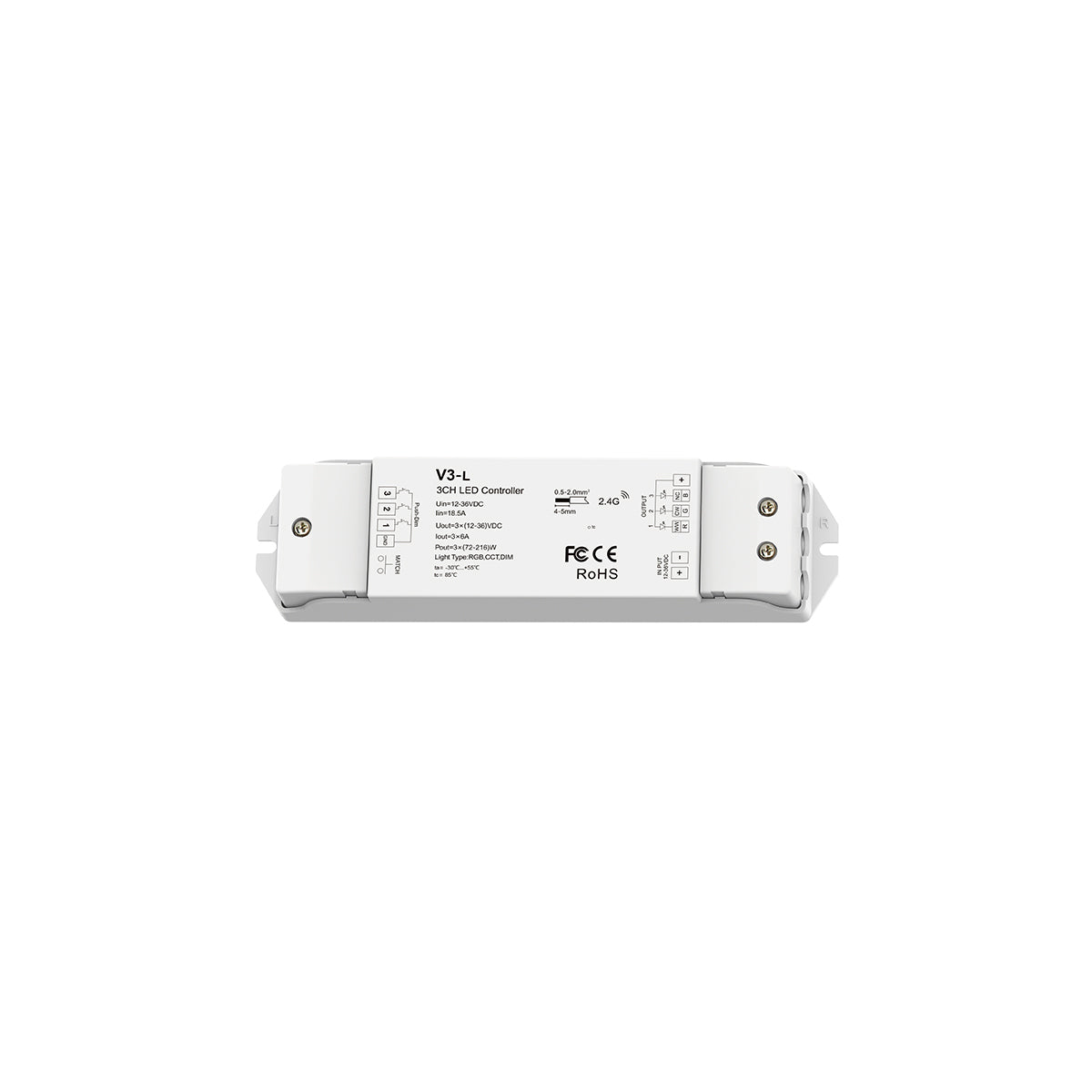 GloboStar® 71547 V3-L SKYDANCE DC RF 2.4Ghz Dimmer High Speed Controller & Push Dimming 3 Κανάλια DC 12-48V 3 x 6A 288W - Max 18.5A 288W - IP20 Μ17.5 x Π4.5 x Υ2.5cm - 5 Years Warranty - ledmania.gr
