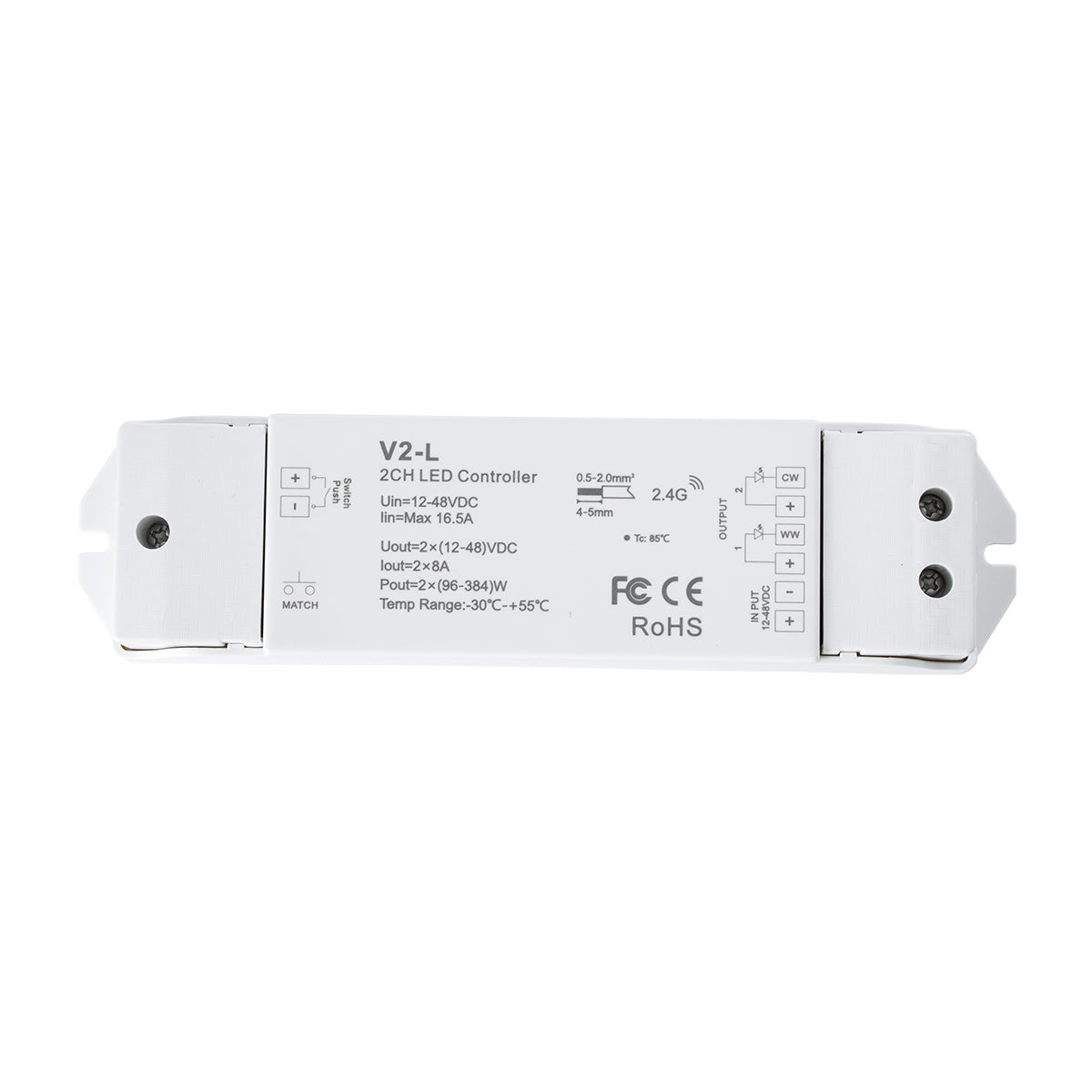 GloboStar® 71565 V2-L SKYDANCE DC RF 2.4Ghz Dimmer High Speed Controller & Push Dimming 2 Κανάλια DC 12-48V 2 x 8A 384W - Max 16.5A 384W - IP20 Μ17.5 x Π4.5 x Υ2.5cm - 5 Years Warranty - ledmania.gr