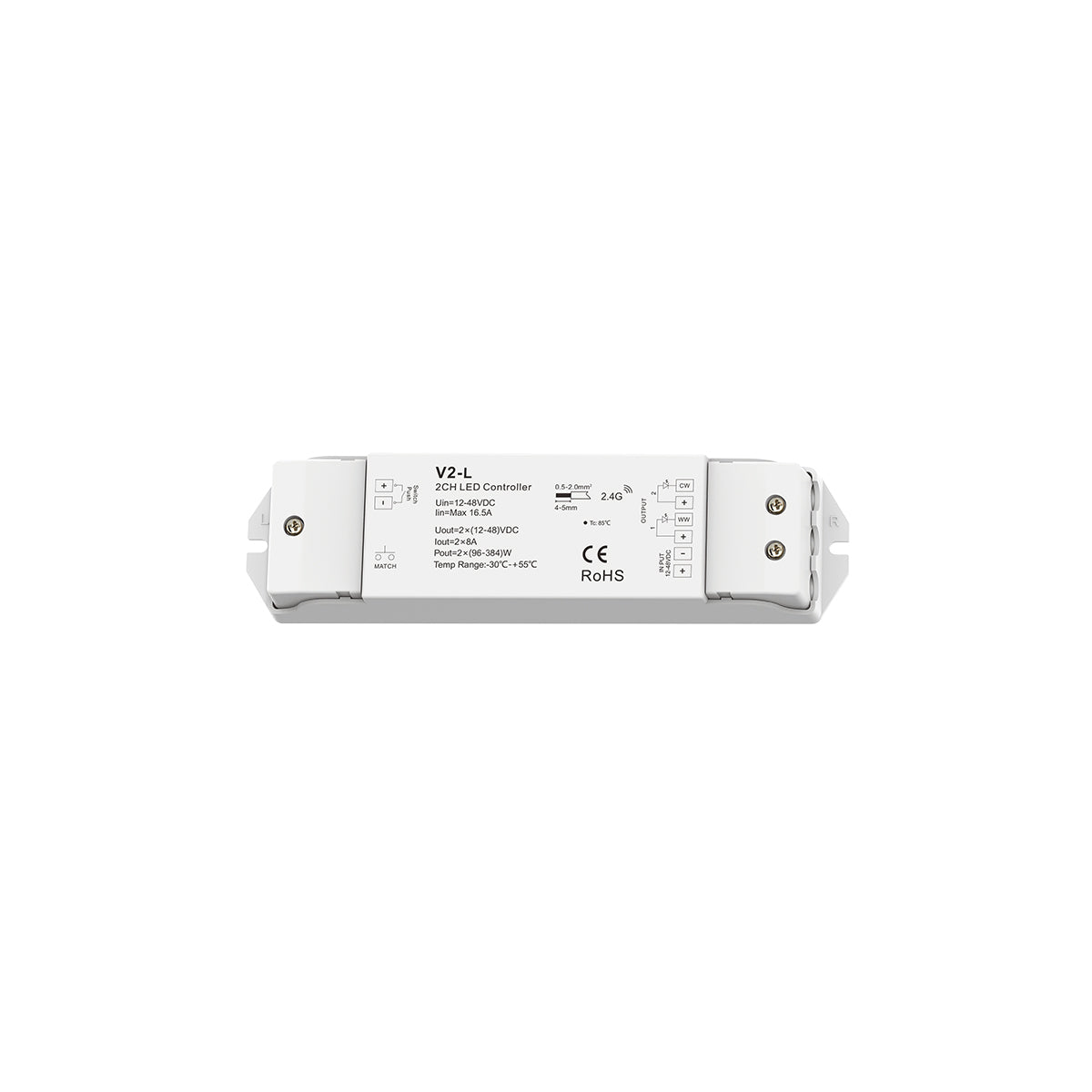 GloboStar® 71565 V2-L SKYDANCE DC RF 2.4Ghz Dimmer High Speed Controller & Push Dimming 2 Κανάλια DC 12-48V 2 x 8A 384W - Max 16.5A 384W - IP20 Μ17.5 x Π4.5 x Υ2.5cm - 5 Years Warranty - ledmania.gr