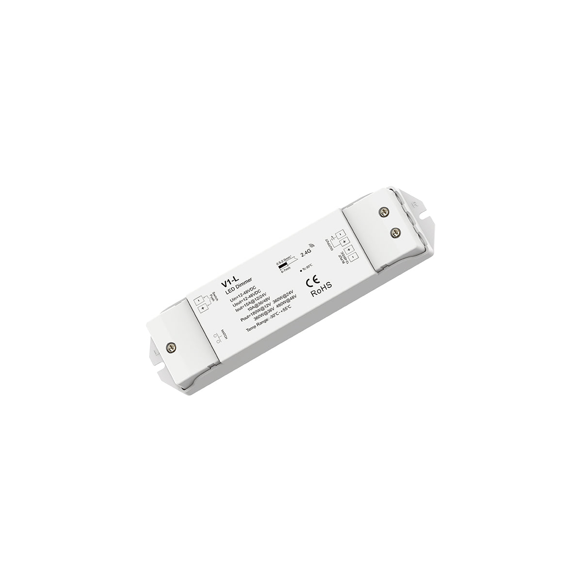 GloboStar® 71568 V1-L SKYDANCE DC RF 2.4Ghz Dimmer High Speed Controller & Push Dimming 1 Κανάλι DC 12-48V 1 x 15A 480W - Max 15A 480W - IP20 Μ17.5 x Π4.5 x Υ2.5cm - 5 Years Warranty - ledmania.gr