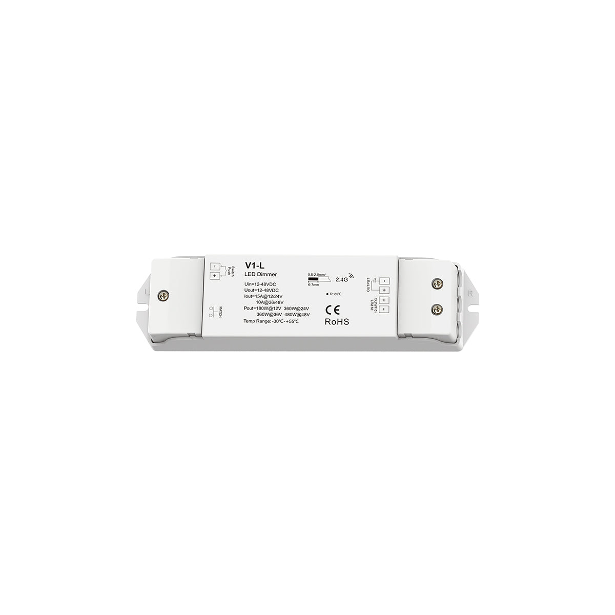 GloboStar® 71568 V1-L SKYDANCE DC RF 2.4Ghz Dimmer High Speed Controller & Push Dimming 1 Κανάλι DC 12-48V 1 x 15A 480W - Max 15A 480W - IP20 Μ17.5 x Π4.5 x Υ2.5cm - 5 Years Warranty - ledmania.gr