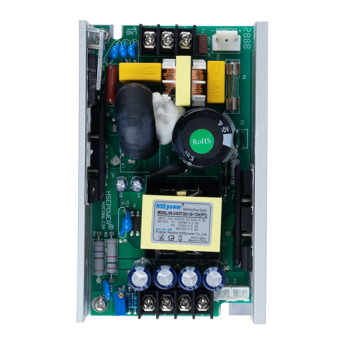 GloboStar® 73076 Μεταλλικό Τροφοδοτικό PELV για Ρομποτική Κεφαλή 7R Moving Head 450W - AC 220-240V σε DC 12V - 36V - 380V - IP20 L12.6 x W8 x H4cm - ledmania.gr