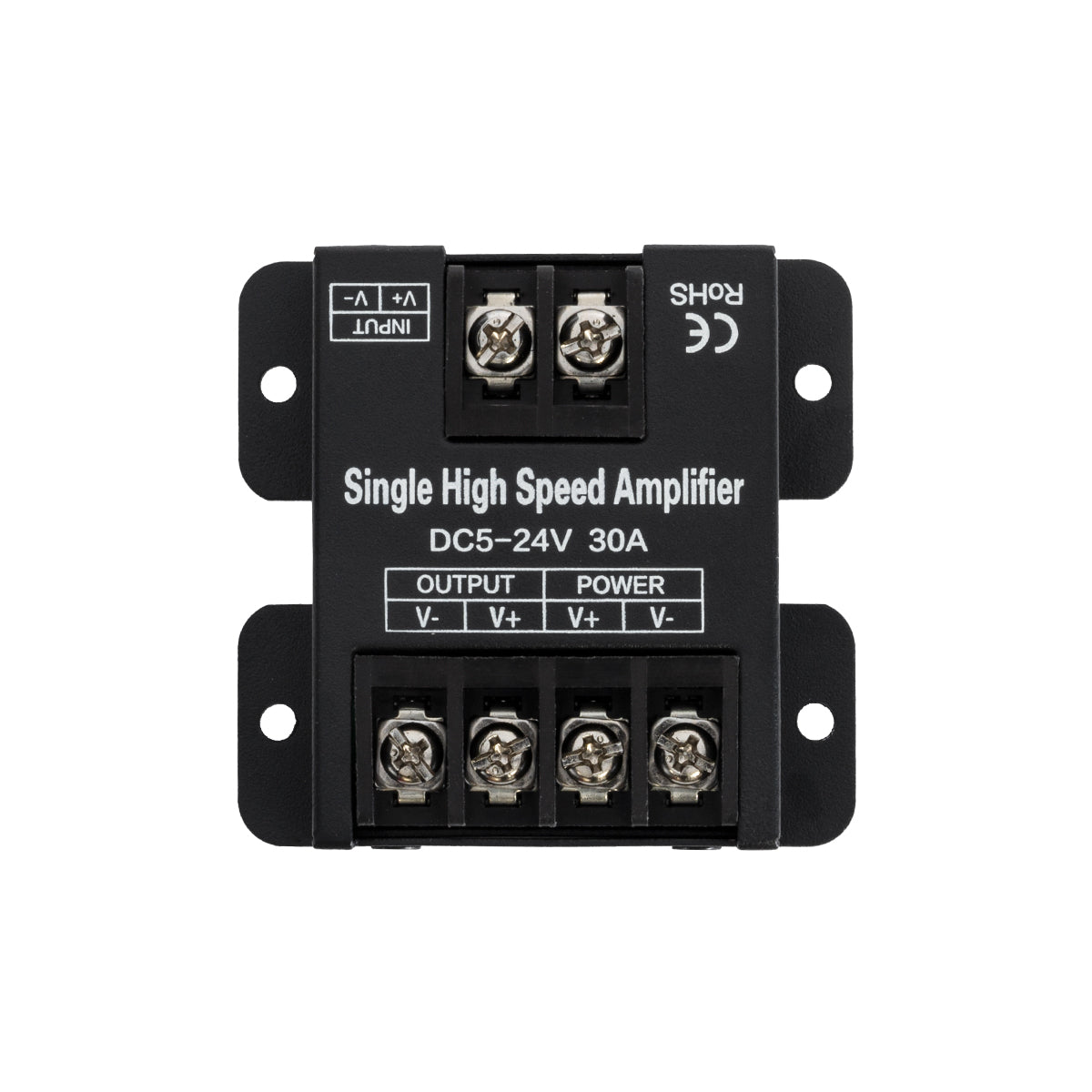 GloboStar® 73396 DC Power & Signal High Speed Amplifier Ενισχυτής Ισχύος & Σήματος Υψηλών Ταχυτήτων 1 Καναλιού DC 5-24V 1 x 30A 360W - Max 30A 360W - IP20 - Single Color - Μ6.3 x Π6.7 x Υ2cm - 2 Χρόνια Εγγύηση - ledmania.gr