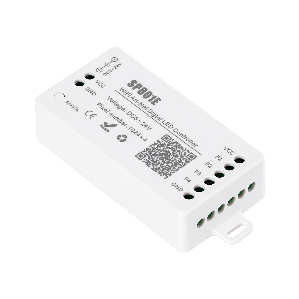 GloboStar® 73415 SP801E Ασύρματος WiFi Art-Net LED FULL COLOR Magic Digital Pixel Controller iOS/Android για LED Digital Πολύχρωμα και Μονόχρωμα Προϊόντα DC 5-24V 4 x 1024 IC Max - ledmania.gr
