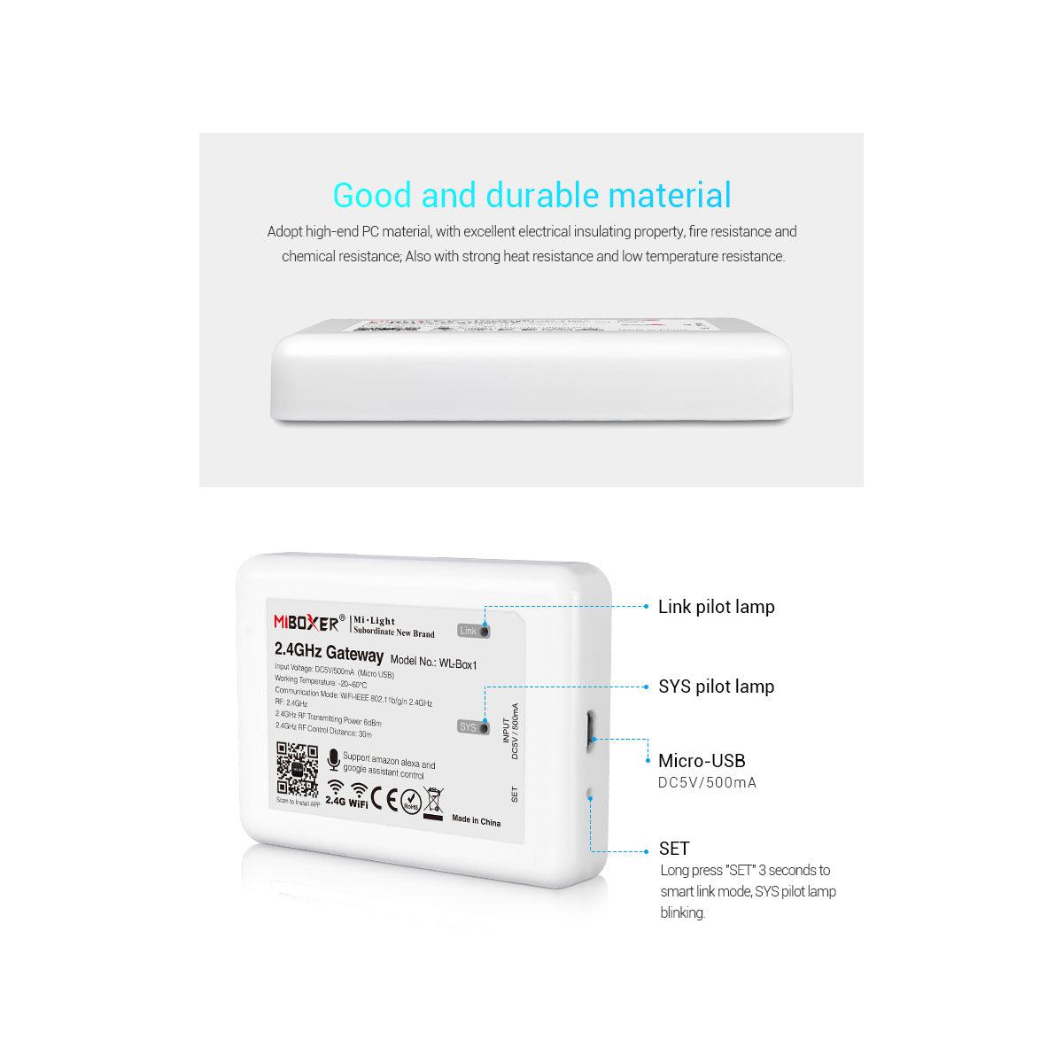 GloboStar® 73423 Mi-Light MiBOXER WL-Box1 - Smart 2.4GHz Gateway Bridge to WiFi-IEEE 802.11b/g/n DC 5V / 500mA - ledmania.gr