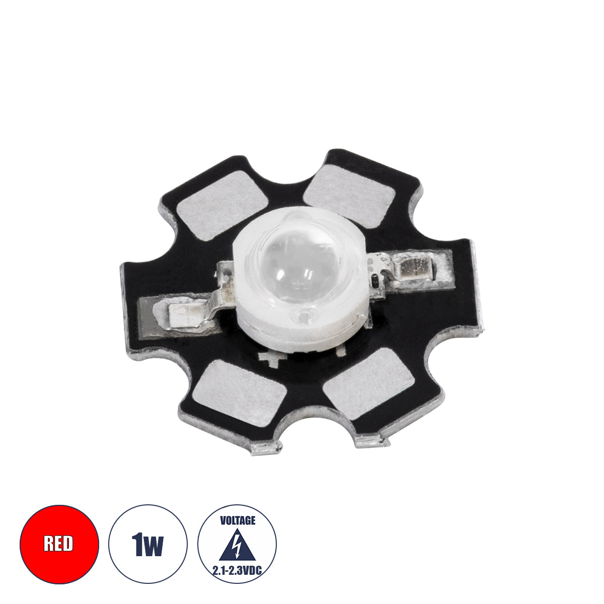 GloboStar® 73746 High Power Star LED - Υψηλής Ισχύος Star LED 1W DC 2.1V Κόκκινο Φ2 x Υ0.6cm - 2 Χρόνια Εγγύηση - ledmania.gr