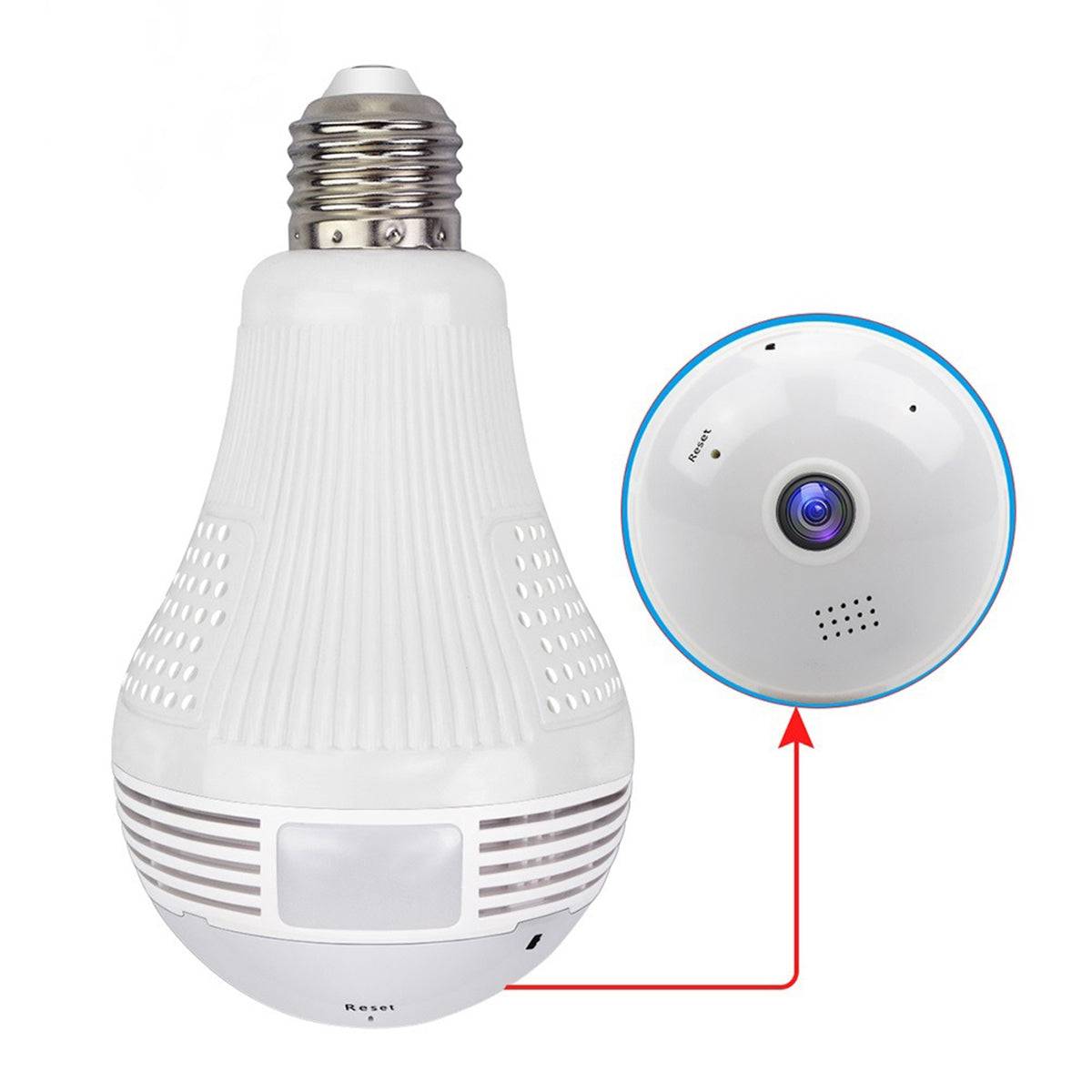 GloboStar® 76073 WIFI 2.4G IP CAMERA 2.0MP 1080P - Έξυπνη Κρυφή IP Κάμερα WiFi 1080P Fish Eye 360° 3W LED σε Σχήμα Λάμπας με Ντουί και Βάση E27 Smart Home - ledmania.gr
