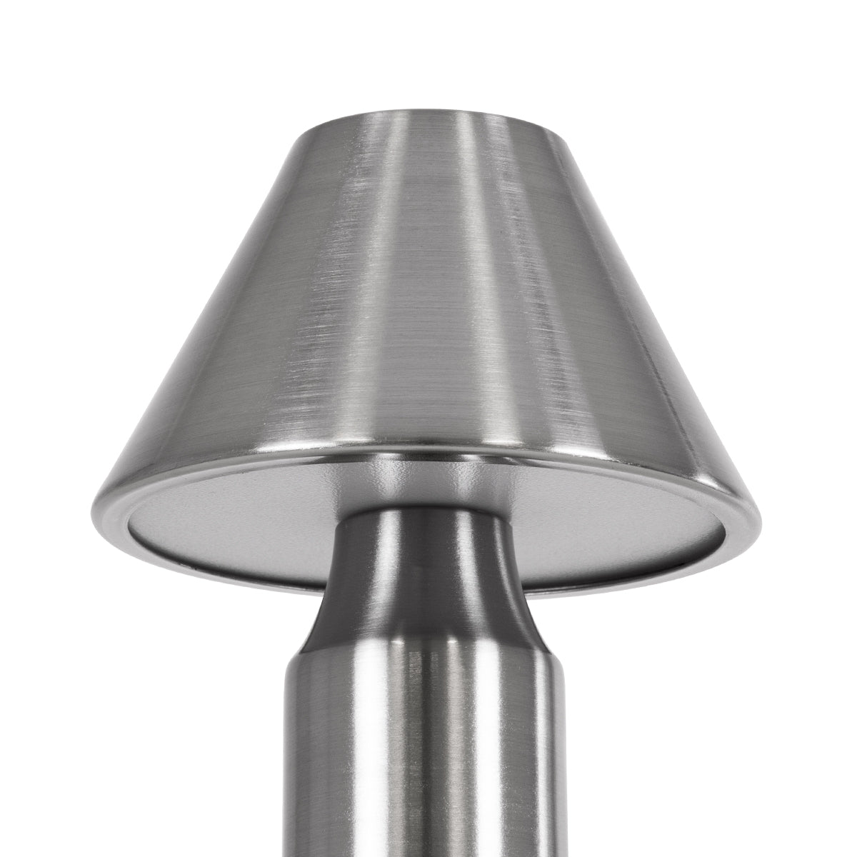 GloboStar® LUNNA 76478 Μοντέρνο Επιτραπέζιο Φωτιστικό Πορτατίφ LED 1.5W 105lm 120° DC 5V Επαναφορτιζόμενο με Μπαταρία Li-ion 1800mAh - Διακόπτη Αφής με 3 Εναλλαγές Φωτισμού CCT Θερμό - Φυσικό - Ψυχρό 1500K - 4500K - 6000K Dimmable - D9 x 23cm - Ασημί - ledmania.gr