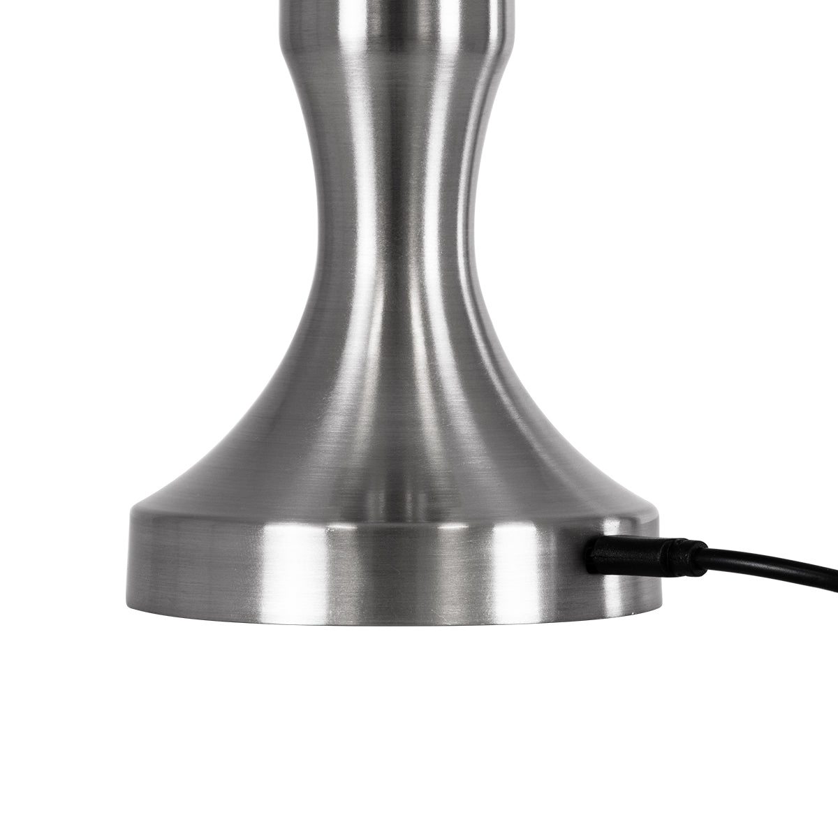 GloboStar® LUNNA 76478 Μοντέρνο Επιτραπέζιο Φωτιστικό Πορτατίφ LED 1.5W 105lm 120° DC 5V Επαναφορτιζόμενο με Μπαταρία Li-ion 1800mAh - Διακόπτη Αφής με 3 Εναλλαγές Φωτισμού CCT Θερμό - Φυσικό - Ψυχρό 1500K - 4500K - 6000K Dimmable - D9 x 23cm - Ασημί - ledmania.gr