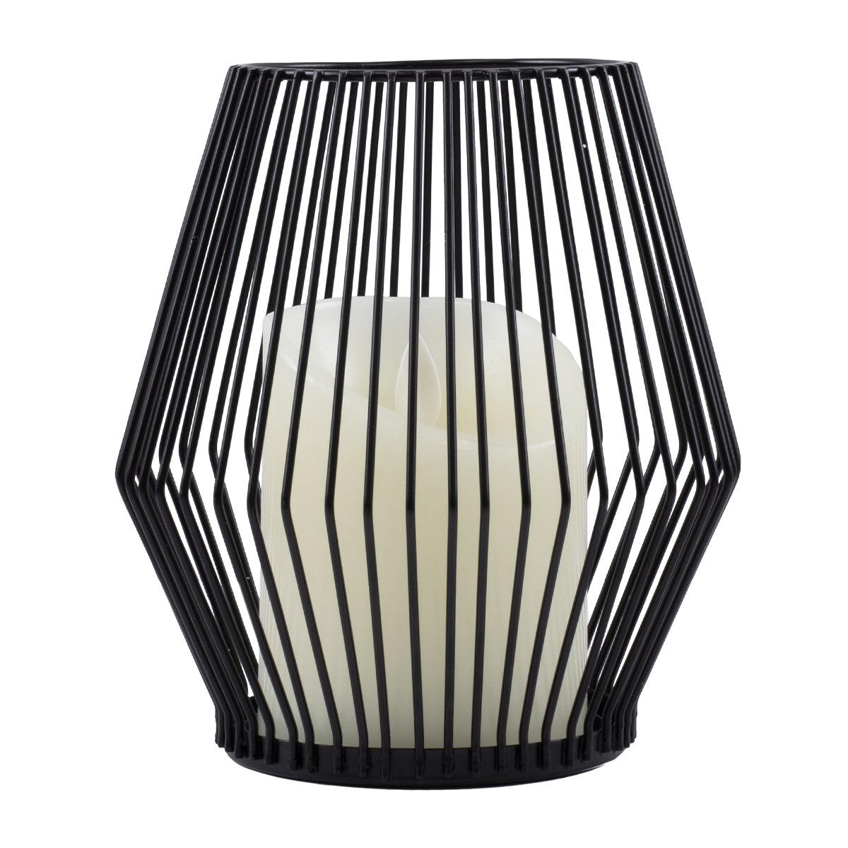 GloboStar® CANDLE 76493 Διακοσμητικό Realistic Κερί με LED Εφέ Κινούμενης Φλόγας - Μπαταρίας 2 x AA (Δεν Συμπεριλαμβάνονται) & Ασύρματο Χειριστήριο IR Θερμό Λευκό 2700K Dimmable Μαύρο Φ14 x Υ16cm - ledmania.gr