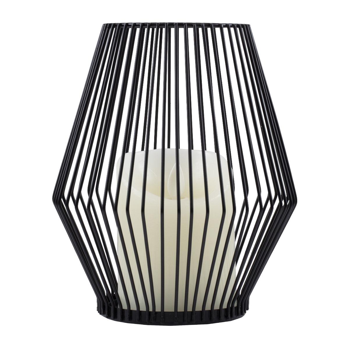 GloboStar® CANDLE 76494 Διακοσμητικό Realistic Κερί με LED Εφέ Κινούμενης Φλόγας - Μπαταρίας 2 x AA (Δεν Συμπεριλαμβάνονται) & Ασύρματο Χειριστήριο IR Θερμό Λευκό 2700K Dimmable Μαύρο Φ16 x Υ18cm - ledmania.gr
