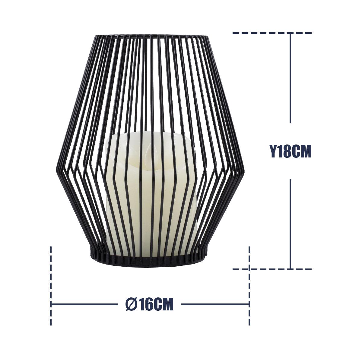 GloboStar® CANDLE 76494 Διακοσμητικό Realistic Κερί με LED Εφέ Κινούμενης Φλόγας - Μπαταρίας 2 x AA (Δεν Συμπεριλαμβάνονται) & Ασύρματο Χειριστήριο IR Θερμό Λευκό 2700K Dimmable Μαύρο Φ16 x Υ18cm - ledmania.gr