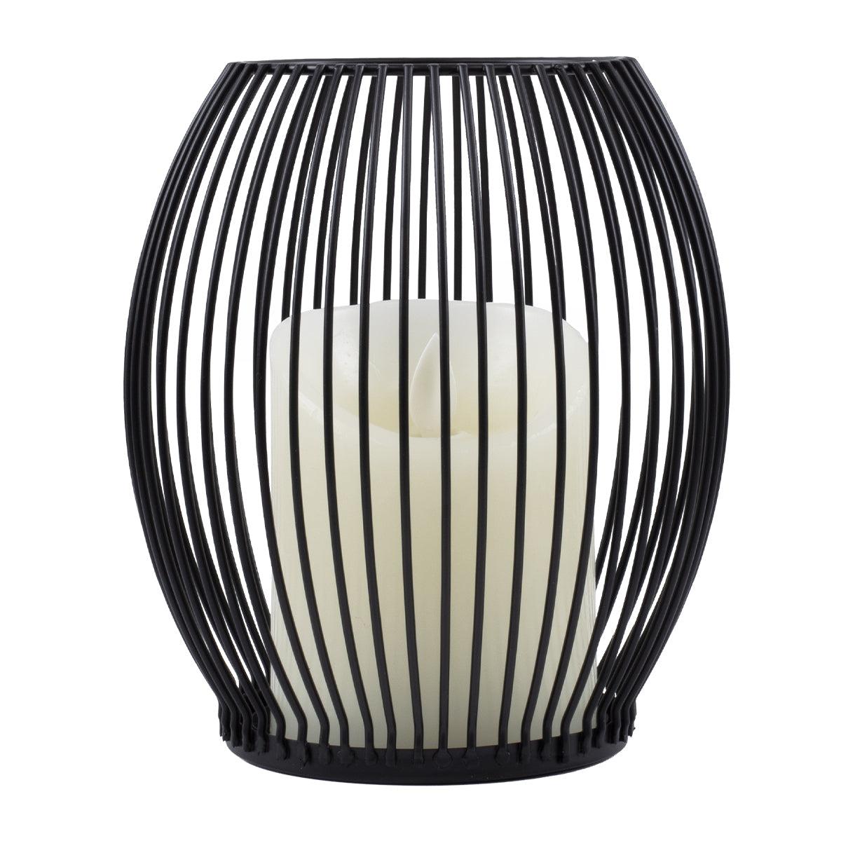 GloboStar® CANDLE 76495 Διακοσμητικό Realistic Κερί με LED Εφέ Κινούμενης Φλόγας - Μπαταρίας 2 x AA (Δεν Συμπεριλαμβάνονται) & Ασύρματο Χειριστήριο IR Θερμό Λευκό 2700K Dimmable Μαύρο Φ14 x Υ16cm - ledmania.gr