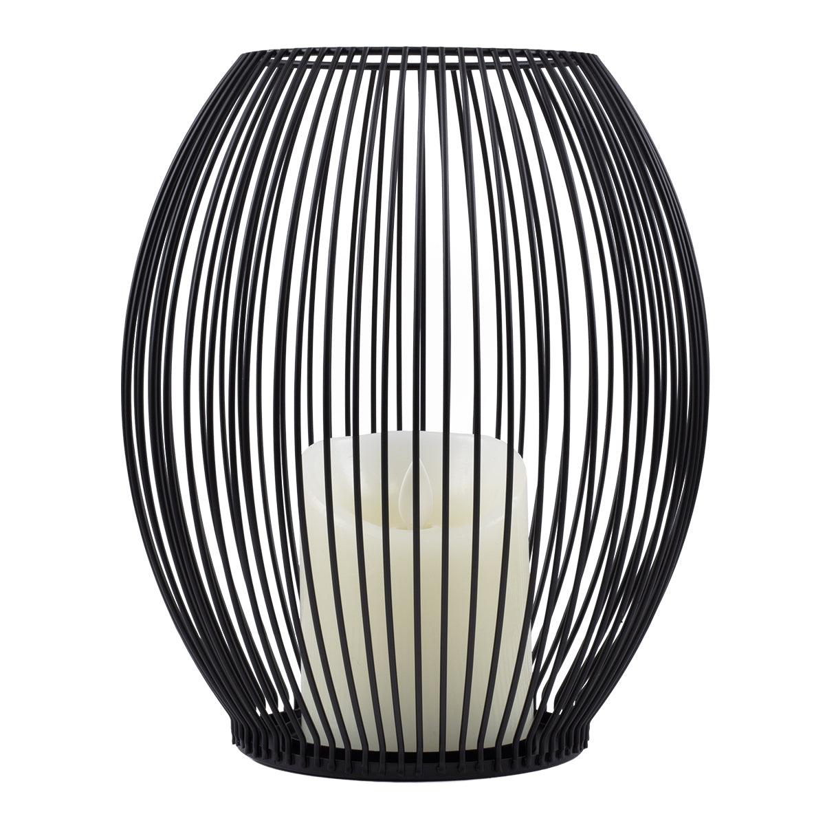 GloboStar® CANDLE 76497 Διακοσμητικό Realistic Κερί με LED Εφέ Κινούμενης Φλόγας - Μπαταρίας 2 x AA (Δεν Συμπεριλαμβάνονται) & Ασύρματο Χειριστήριο IR Θερμό Λευκό 2700K Dimmable Μαύρο Φ19 x Υ24cm - ledmania.gr
