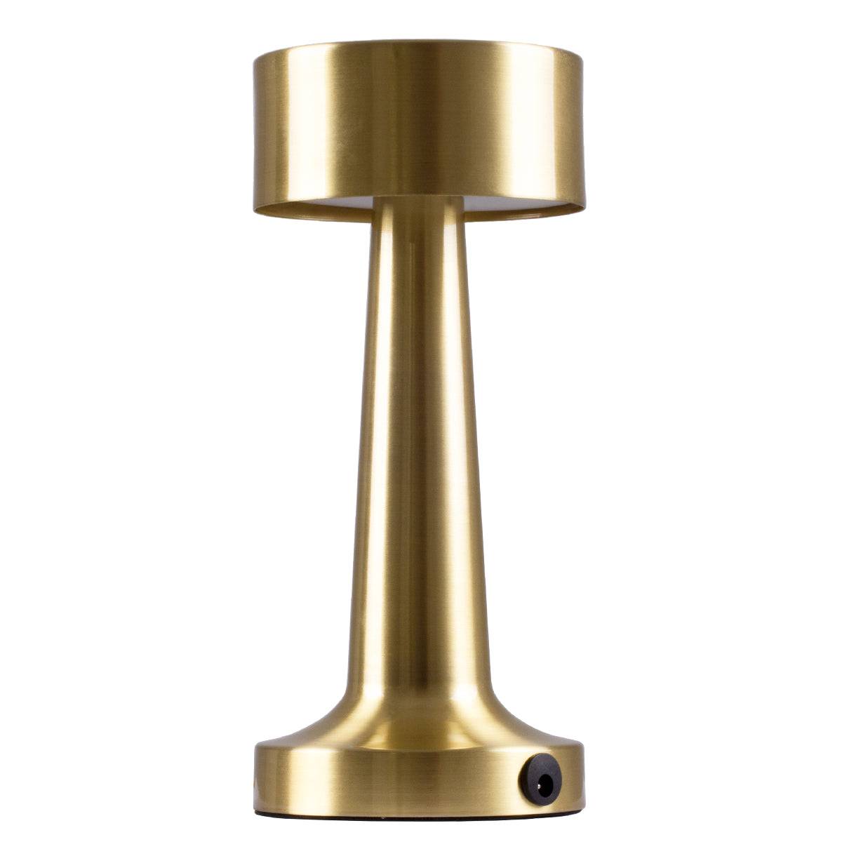 GloboStar® BELLA 76506 Μοντέρνο Επιτραπέζιο Φωτιστικό Πορτατίφ LED 1.5W 105lm 120° DC 5V Επαναφορτιζόμενο με Μπαταρία Li-ion 1800mAh - Διακόπτη Αφής με 3 Εντάσεις Φωτισμού Θερμό Λευκό 2700K Dimmable - Φ9 x 21cm - Χρυσό - ledmania.gr