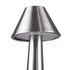 GloboStar® MOLLY 76516 Μοντέρνο Επιτραπέζιο Φωτιστικό Πορτατίφ LED 1.5W 105lm 120° DC 5V Επαναφορτιζόμενο με Μπαταρία Li-ion 1800mAh - Διακόπτη Αφής με 3 Εντάσεις Φωτισμού Θερμό Λευκό 2700K Dimmable - Φ10 x 23cm - Ασημί - ledmania.gr