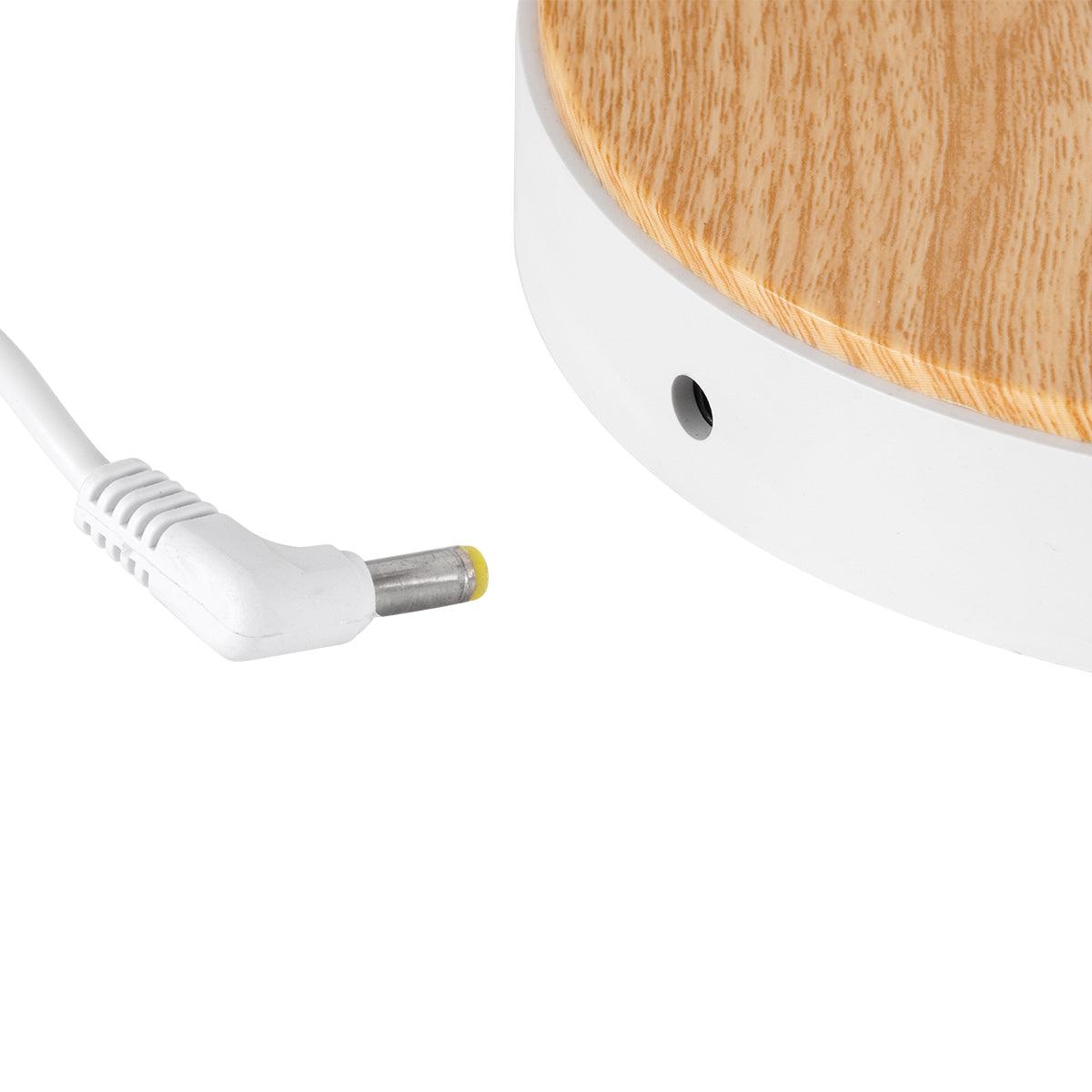 GloboStar® DARIA 76536 Μοντέρνο Επιτραπέζιο Φωτιστικό Πορτατίφ LED 12W 800lm 360° AC 230V - με Ασύρματη Φόρτιση - Wireless Charger - Διακόπτη Αφής με 3 Εντάσεις Φωτισμού Φυσικό Λευκό 4500K Dimmable - Φ16 x Υ33 - Μπεζ Ξύλο - Λευκό - ledmania.gr