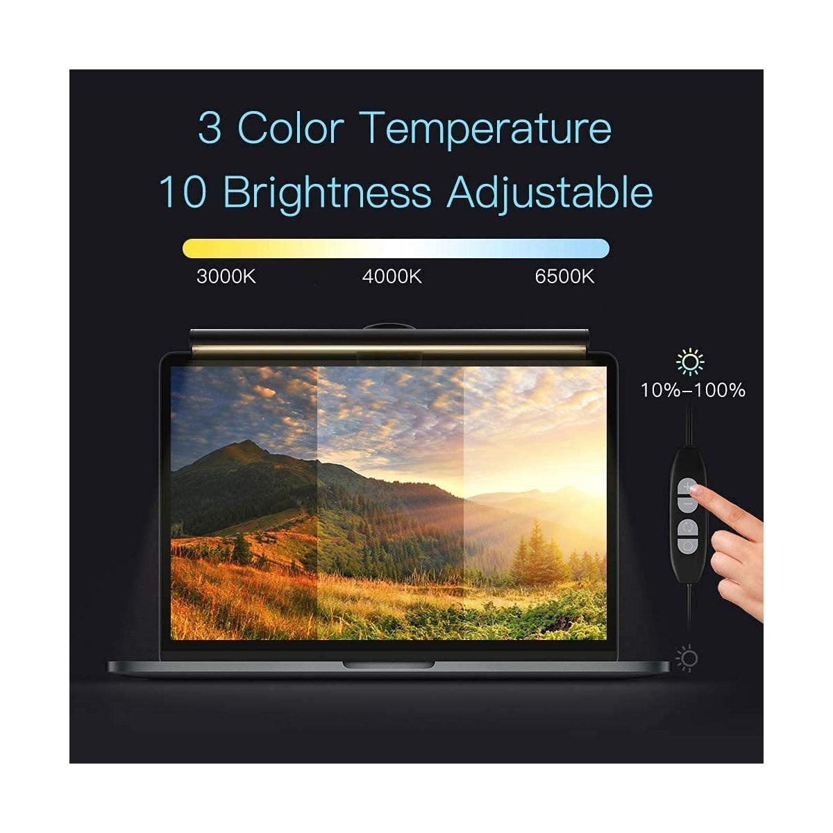76552 Φωτιστικό Οθόνης Anti-Glare E-Reading LED 5W 565lm DC 5V με Καλώδιο Τροφοδοσίας USB 2.0 & Ενσωματωμένο Χειριστήριο Εναλλαγής Χρωμάτων CCT Θερμό Λευκό 2700K - Φυσικό Λευκό 4500K - Ψυχρό Λευκό 6000K Dimmable Μαύρο - ledmania.gr