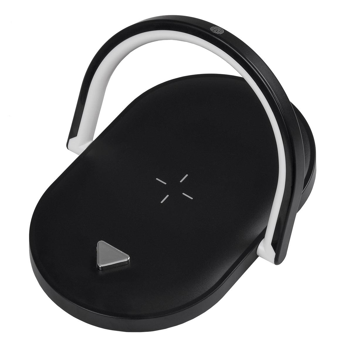 GloboStar® ECLIPSE 76558 Μοντέρνο Επιτραπέζιο Φωτιστικό Πορτατίφ LED 15W 1200lm 180° AC 230V - με Ασύρματη Φόρτιση - Wireless Charger - Διακόπτη Αφής με 3 Εντάσεις Φωτισμού Φυσικό Λευκό 4500K Dimmable - Μ17 x Π13 x Υ10 - Μαύρο - ledmania.gr