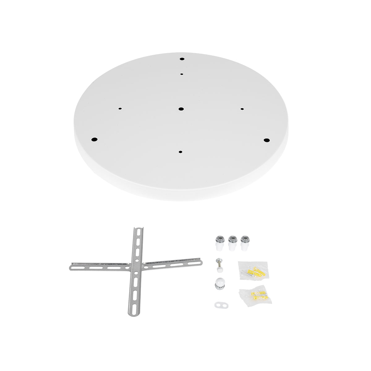 GloboStar® DIY 77540 Επιτοίχια Στρογγυλή Ροζέτα - Βάση για 3 Κρεμαστά Φωτιστικά - Φ40 x Υ3cm - Λευκό - Μεταλλικό - 5 Χρόνια Εγγύηση - ledmania.gr