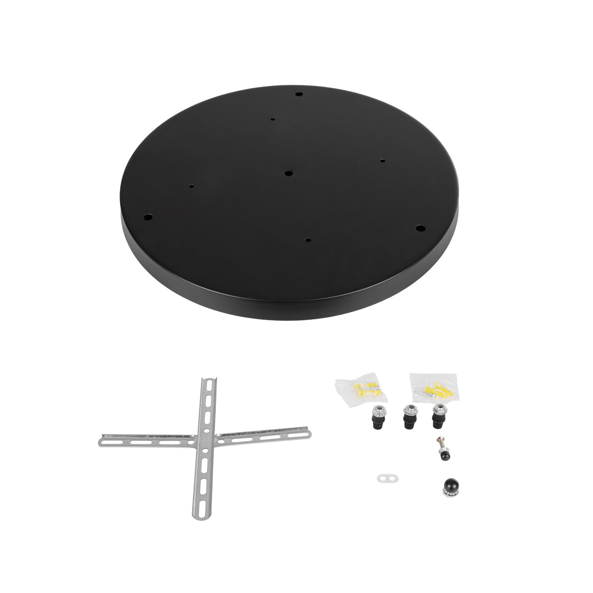 GloboStar® DIY 77541 Επιτοίχια Στρογγυλή Ροζέτα - Βάση για 3 Κρεμαστά Φωτιστικά - Φ40 x Υ3cm - Μαύρο - Μεταλλικό - 5 Χρόνια Εγγύηση - ledmania.gr