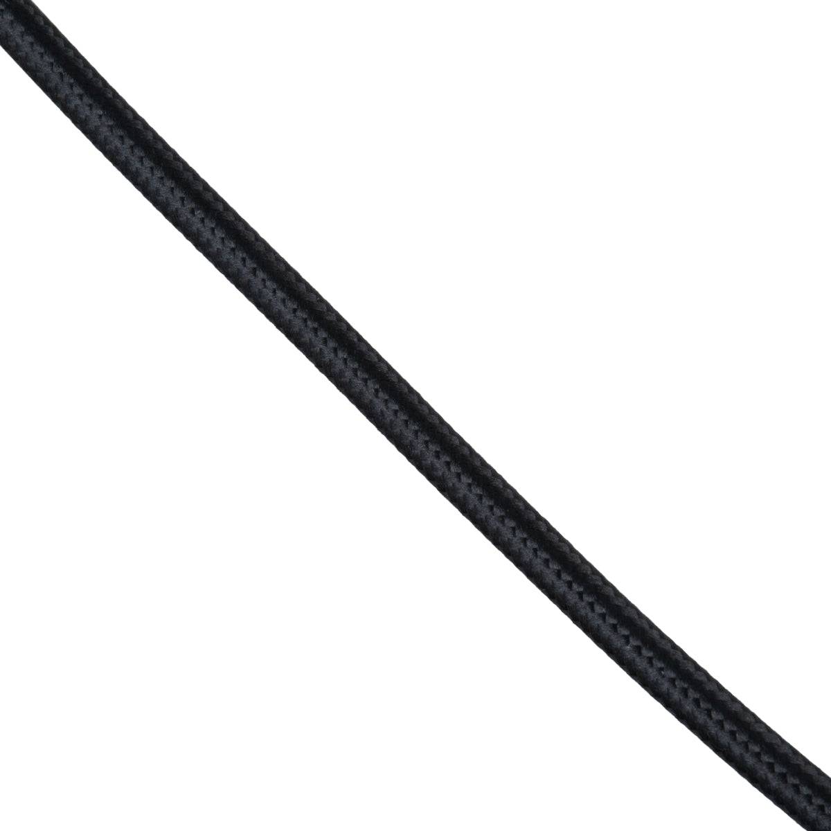 GloboStar® 77601 Στρογγυλό Υφασμάτινο Καλώδιο 1m 2 x 0.75mm² Μαύρο - ledmania.gr