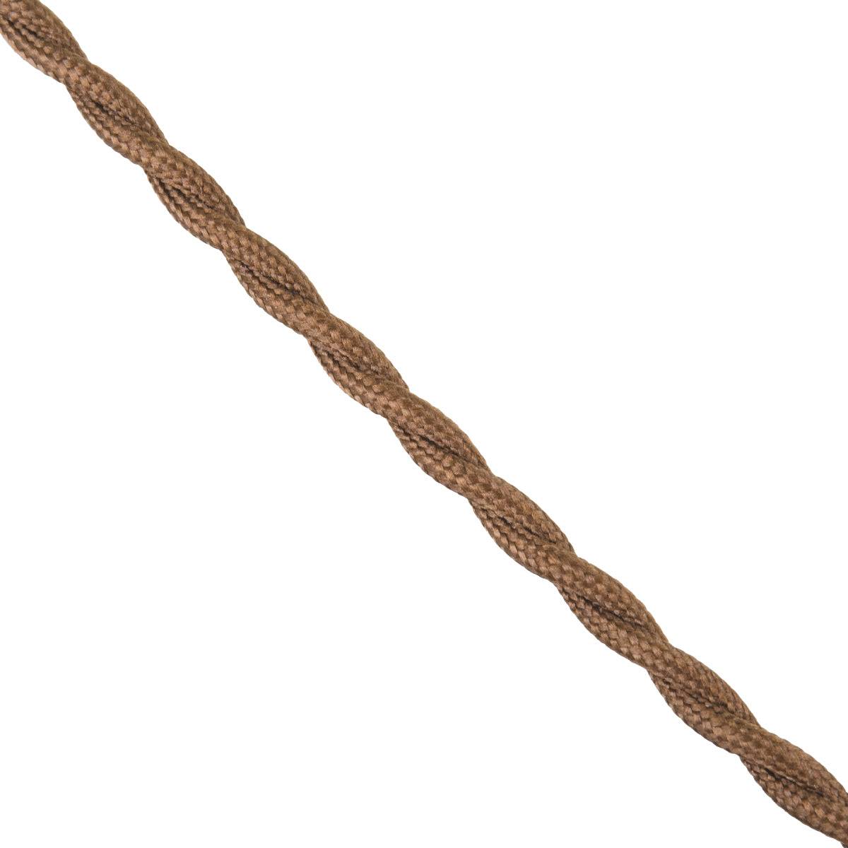 GloboStar® 77625 Πλεκτό Υφασμάτινο Καλώδιο 1m 2 x 0.75mm² Καφέ Ανοιχτό - ledmania.gr