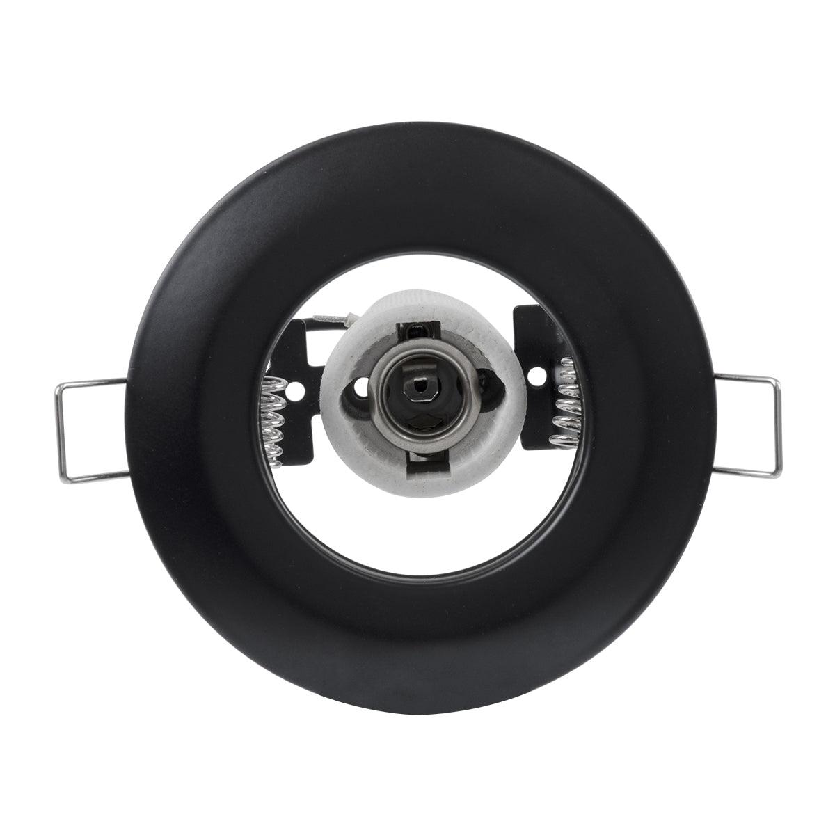 GloboStar® ALIBA 77841 Χωνευτή Στρογγυλή Μεταλλική Βάση Μπετού για Λάμπα R50 με Ντουί E14 AC 220-240V IP20 Φ9.2 x Υ9.5cm - Μαύρη - 5 Years Warranty - ledmania.gr