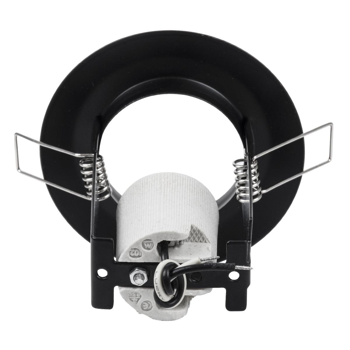 GloboStar® ALIBA 77841 Χωνευτή Στρογγυλή Μεταλλική Βάση Μπετού για Λάμπα R50 με Ντουί E14 AC 220-240V IP20 Φ9.2 x Υ9.5cm - Μαύρη - 5 Years Warranty - ledmania.gr