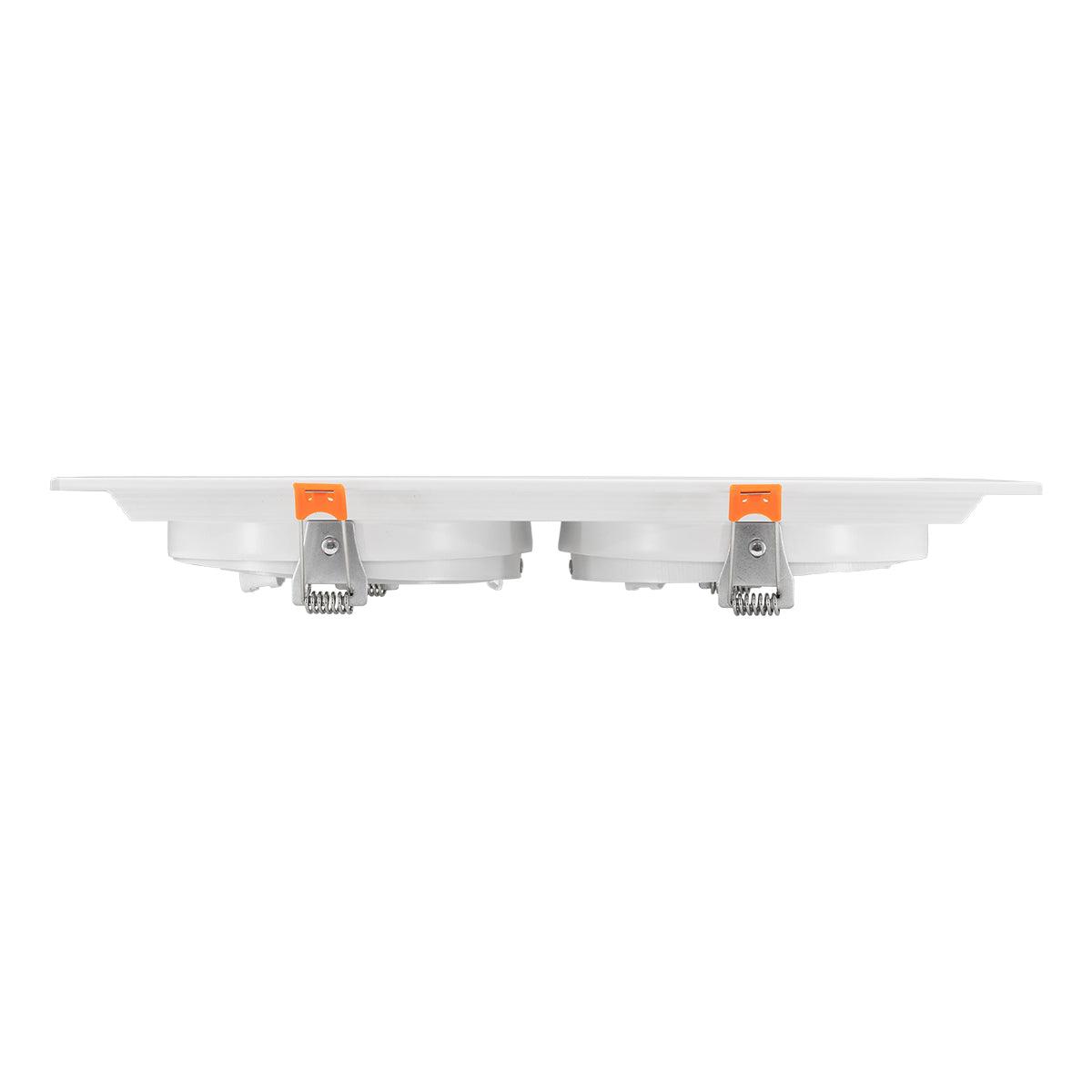 GloboStar® 77854 Χωνευτή Τετράγωνη Διπλή Βάση για Spot AR111 Λευκή Κινούμενη σε 2 Άξονες M33.5 x Π17.5 x Y5.5cm - ledmania.gr