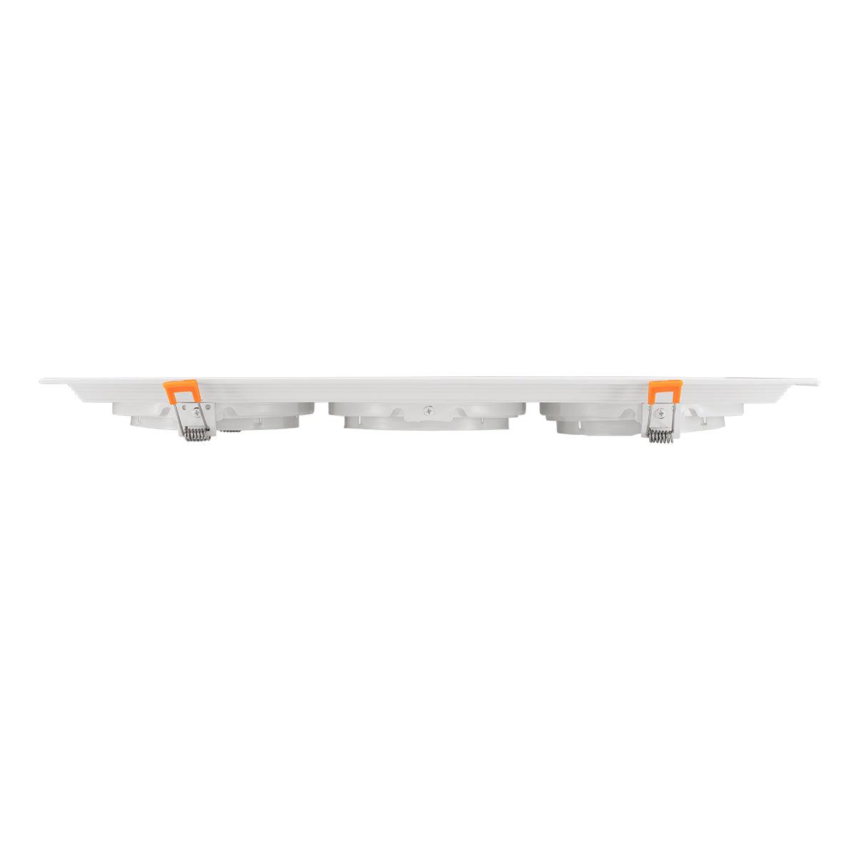 GloboStar® 77856 Χωνευτή Τετράγωνη Τριπλή Βάση για Spot AR111 Λευκή Κινούμενη σε 2 Άξονες M48.7 x Π18.7 x Y5.5cm - ledmania.gr