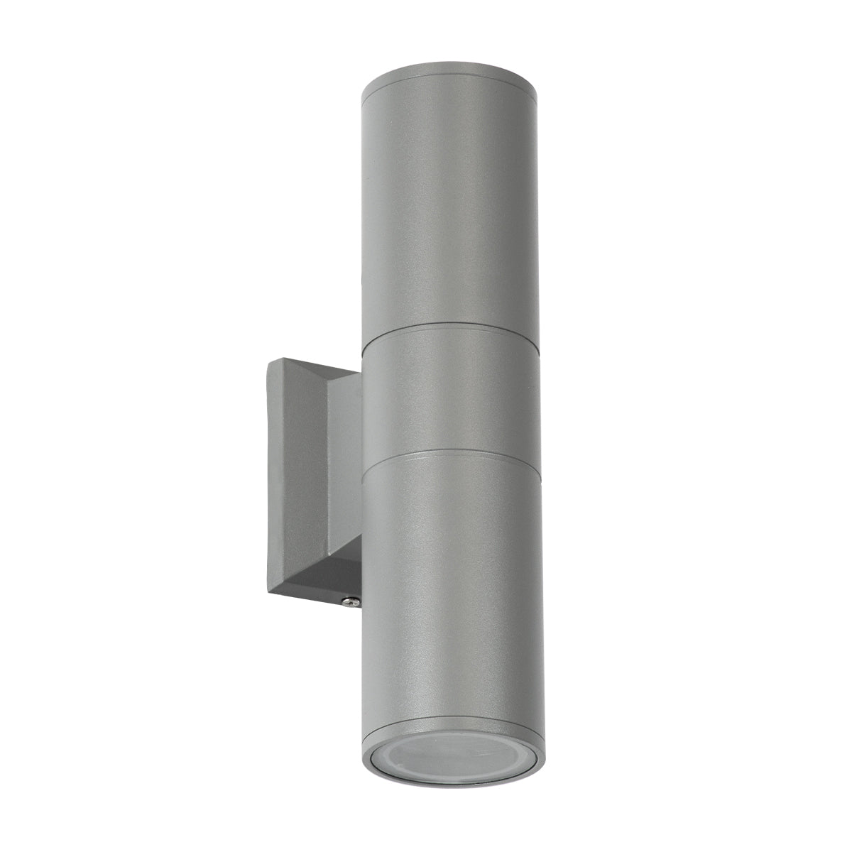 GloboStar® WALLY 77875 Φωτιστικό Τοίχου - Απλίκα Αρχιτεκτονικού Φωτισμού Εσωτερικού/Εξωτερικού Χώρου Up & Down Δίφωτο 2 x GU10 AC220-240V Αδιάβροχο IP65 - Σώμα Αλουμινίου & Tempered Glass - Μ6.4 x Π11 x Υ25cm - Ασημί - 5 Years Warranty - ledmania.gr