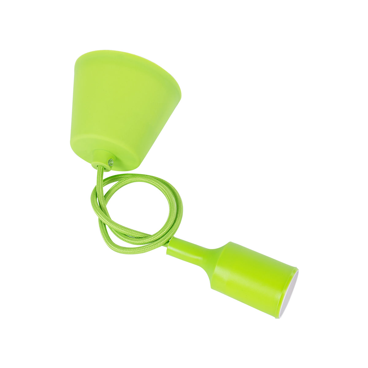 GloboStar® CABLITO 61557 Μοντέρνο Κρεμαστό Φωτιστικό Οροφής Μονόφωτο 1 x E27 Πράσινο Λαχανί Σιλικόνης Ανάρτηση με Υφασμάτινο Καλώδιο Φ4 x Υ110cm - ledmania.gr