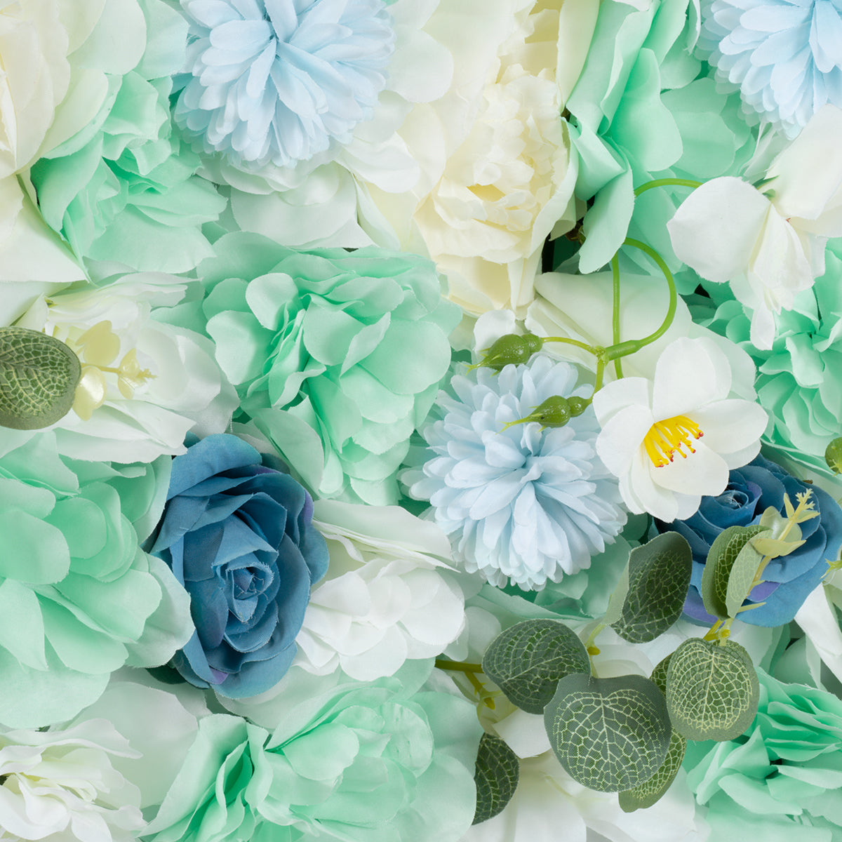 GloboStar® Artificial Garden ROSES STORY BLUE 78334 Τεχνητό Διακοσμητικό Πάνελ Λουλουδιών - Κάθετος Κήπος σύνθεση Αμβροσία Μ60 x Π40 x Υ6cm - ledmania.gr