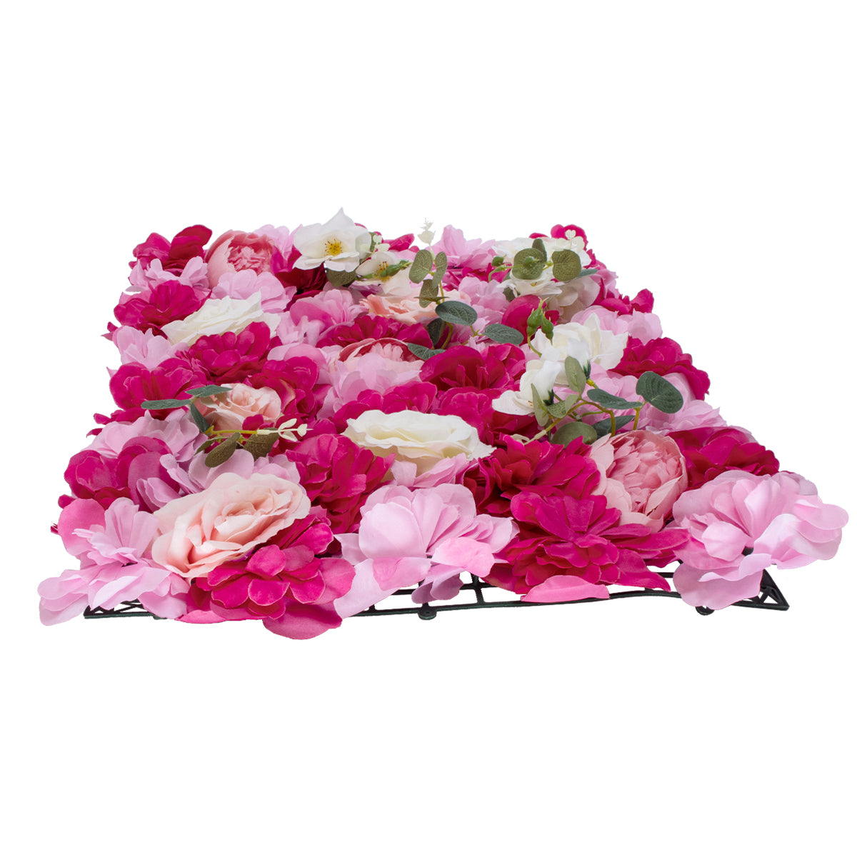 GloboStar® Artificial Garden ROSALIE 78335 Τεχνητό Διακοσμητικό Πάνελ Λουλουδιών - Κάθετος Κήπος σύνθεση Ροζαλί Μ60 x Π40 x Υ6cm - ledmania.gr