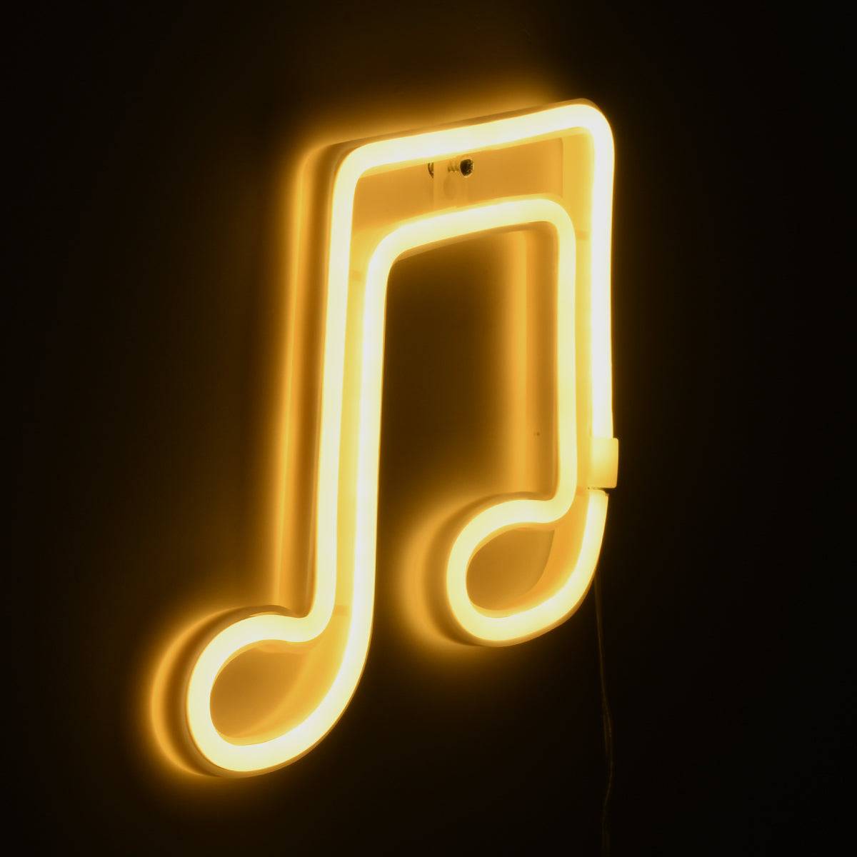GloboStar® 78568 Φωτιστικό Ταμπέλα Φωτεινή Επιγραφή NEON LED Σήμανσης MUSIC NOTE 5W με Καλώδιο Τροφοδοσίας USB - Μπαταρίας 3xAAA (Δεν Περιλαμβάνονται) - Θερμό Λευκό 2700K - ledmania.gr