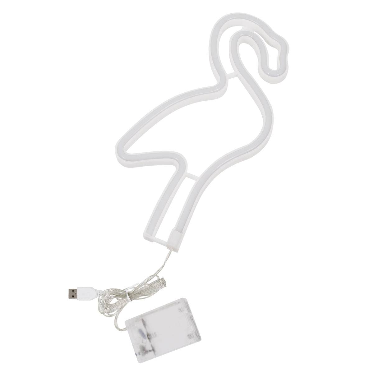 GloboStar® 78573 Φωτιστικό Ταμπέλα Φωτεινή Επιγραφή NEON LED Σήμανσης FLAMINGO 5W με Καλώδιο Τροφοδοσίας USB - Μπαταρίας 3xAAA (Δεν Περιλαμβάνονται) - Ροζ - ledmania.gr