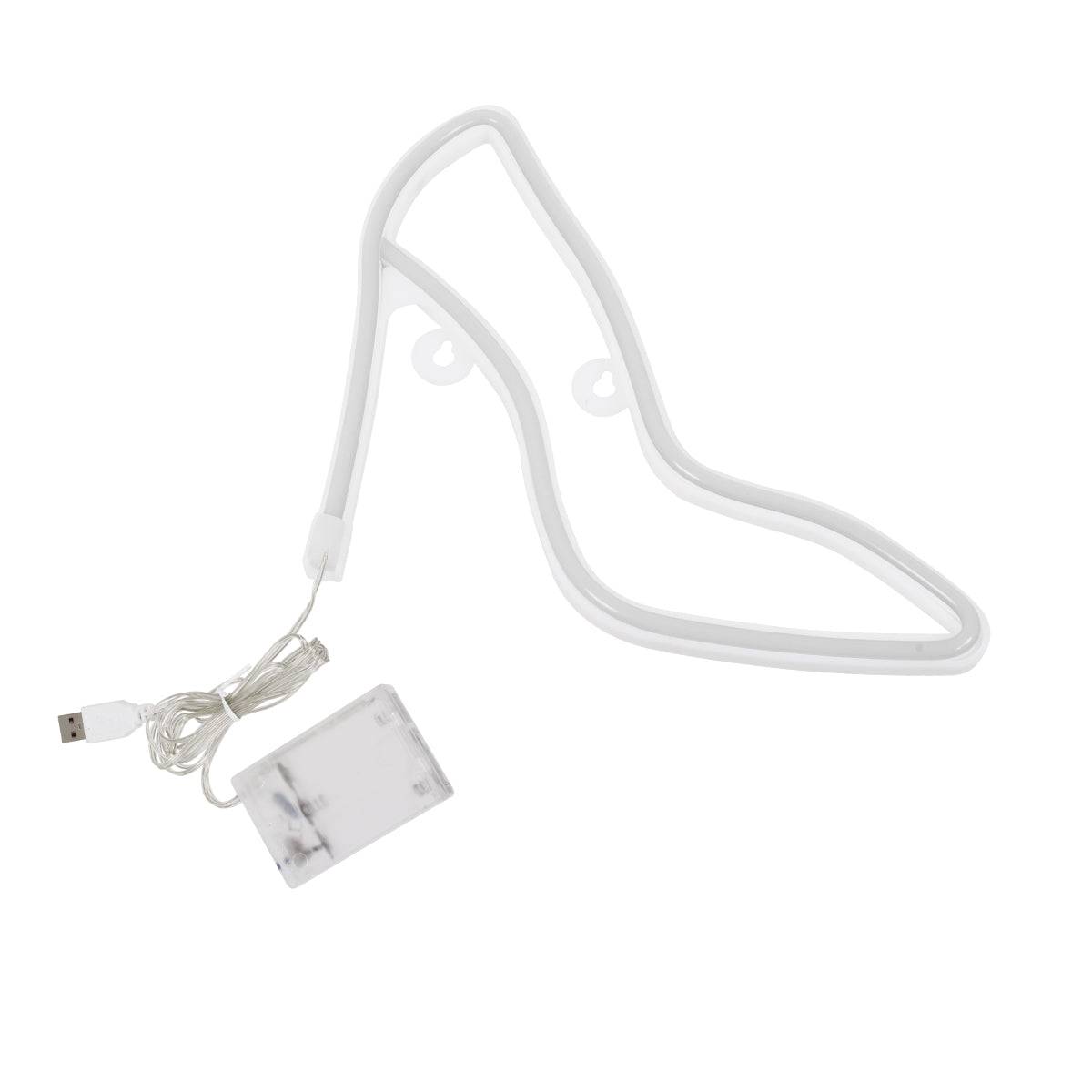 GloboStar® 78577 Φωτιστικό Ταμπέλα Φωτεινή Επιγραφή NEON LED Σήμανσης WOMEN SHOES 5W με Καλώδιο Τροφοδοσίας USB - Μπαταρίας 3xAAA (Δεν Περιλαμβάνονται) - Ροζ - ledmania.gr