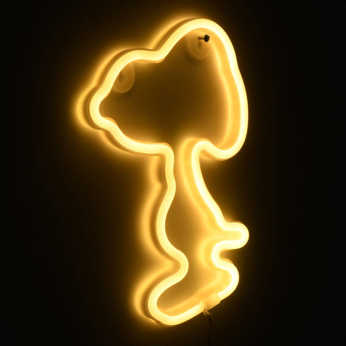 GloboStar® 78578 Φωτιστικό Ταμπέλα Φωτεινή Επιγραφή NEON LED Σήμανσης SNOOPY 5W με Καλώδιο Τροφοδοσίας USB - Μπαταρίας 3xAAA (Δεν Περιλαμβάνονται) - Θερμό Λευκό 2700K - ledmania.gr