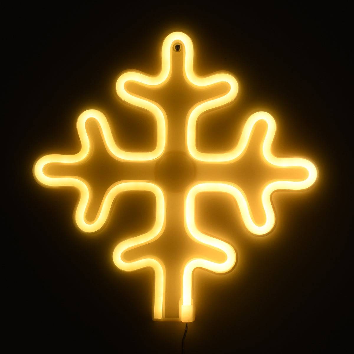 GloboStar® 78582 Φωτιστικό Ταμπέλα Φωτεινή Επιγραφή NEON LED Σήμανσης SNOWFLAKE 5W με Καλώδιο Τροφοδοσίας USB - Μπαταρίας 3xAAA (Δεν Περιλαμβάνονται) - Θερμό Λευκό 2700K - ledmania.gr