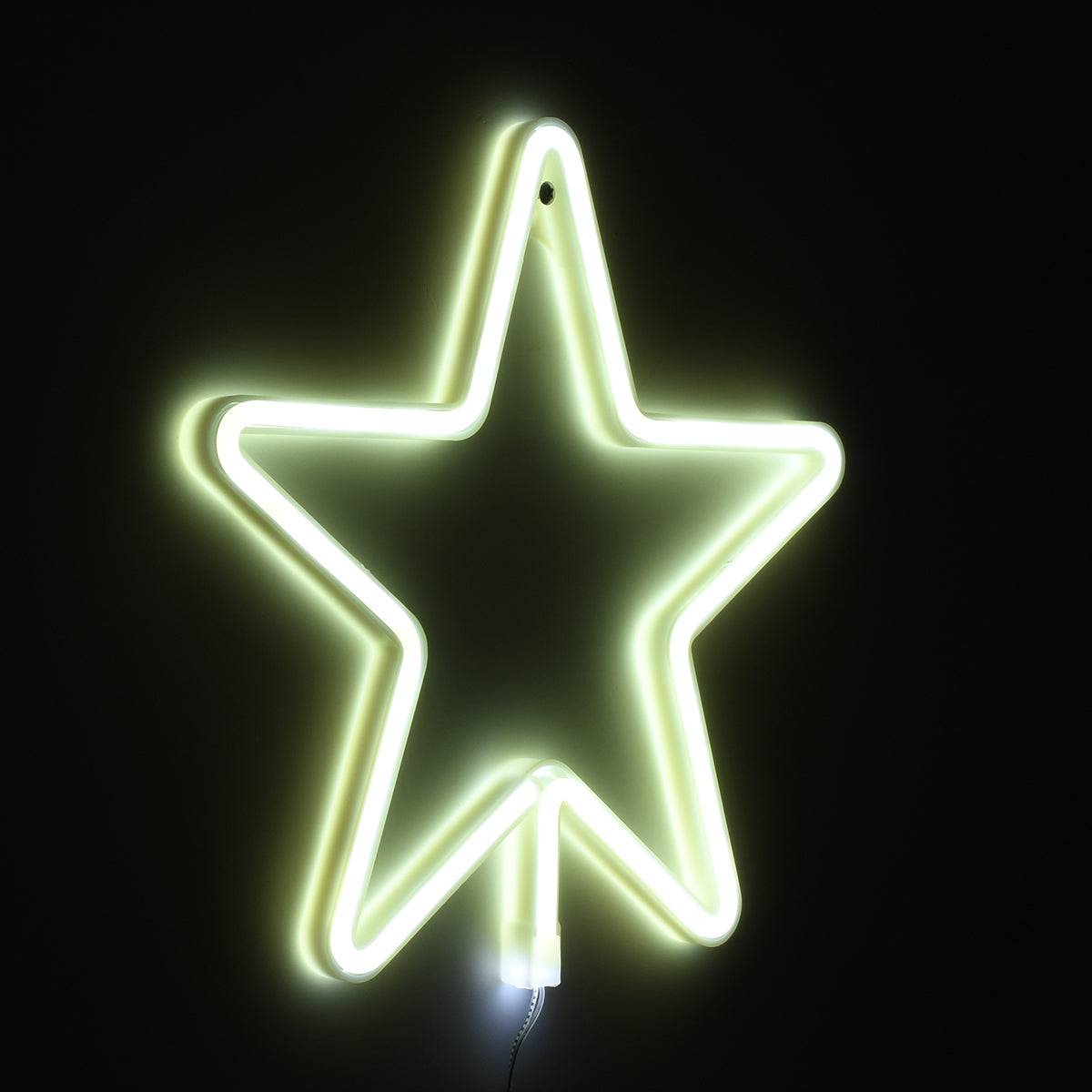 GloboStar® 78584 Φωτιστικό Ταμπέλα Φωτεινή Επιγραφή NEON LED Σήμανσης STAR 5W με Καλώδιο Τροφοδοσίας USB - Μπαταρίας 3xAAA (Δεν Περιλαμβάνονται) - Ψυχρό Λευκό 6000K - ledmania.gr