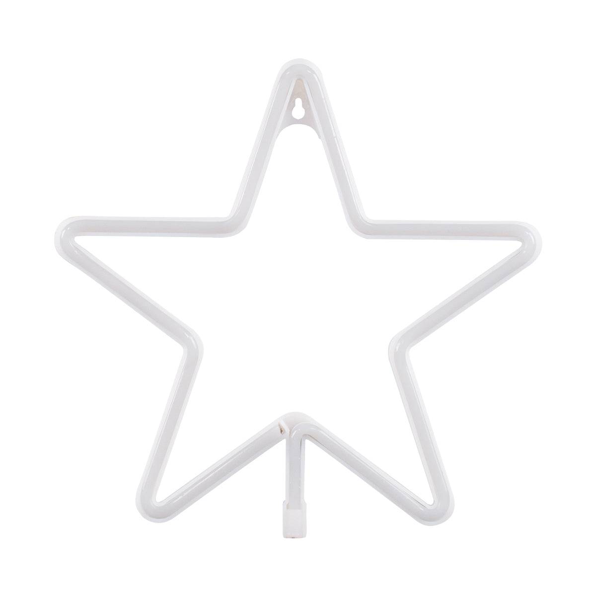 GloboStar® 78585 Φωτιστικό Ταμπέλα Φωτεινή Επιγραφή NEON LED Σήμανσης STAR 5W με Καλώδιο Τροφοδοσίας USB - Μπαταρίας 3xAAA (Δεν Περιλαμβάνονται) - Θερμό Λευκό 2700K - ledmania.gr