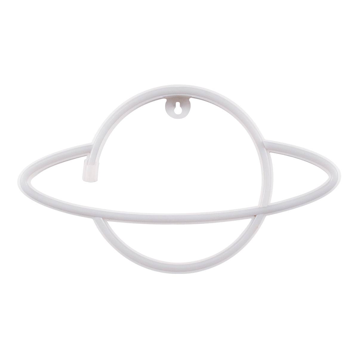 GloboStar® 78588 Φωτιστικό Ταμπέλα Φωτεινή Επιγραφή NEON LED Σήμανσης PLANET SATURN 5W με Καλώδιο Τροφοδοσίας USB - Μπαταρίας 3xAAA (Δεν Περιλαμβάνονται) - Ροζ - ledmania.gr