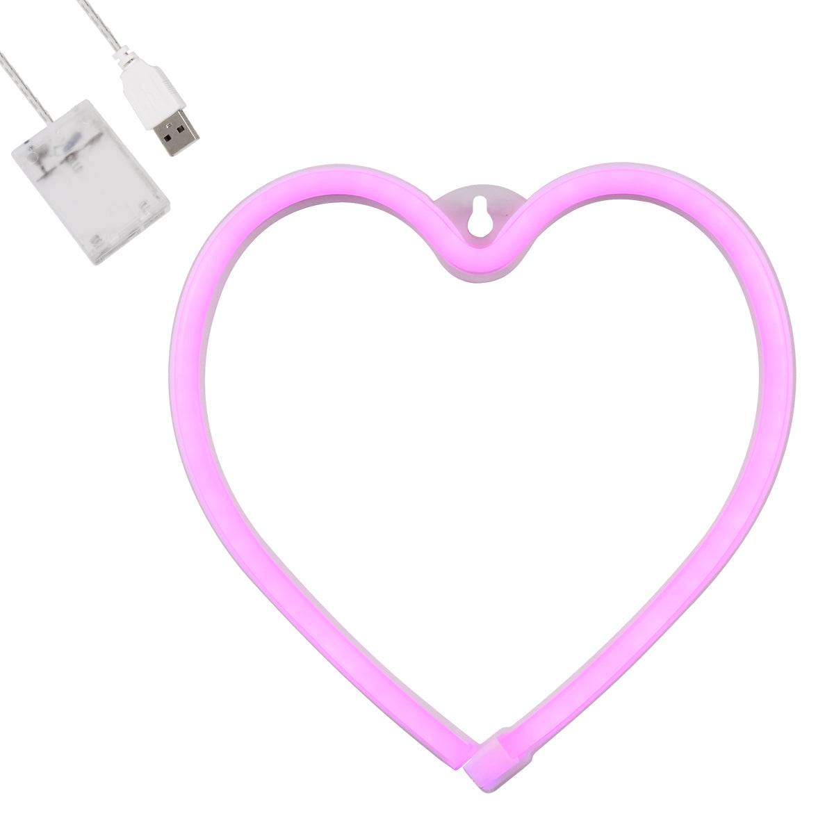 GloboStar® 78592 Φωτιστικό Ταμπέλα Φωτεινή Επιγραφή NEON LED Σήμανσης HEART 5W με Καλώδιο Τροφοδοσίας USB - Μπαταρίας 3xAAA (Δεν Περιλαμβάνονται) - Ροζ - ledmania.gr