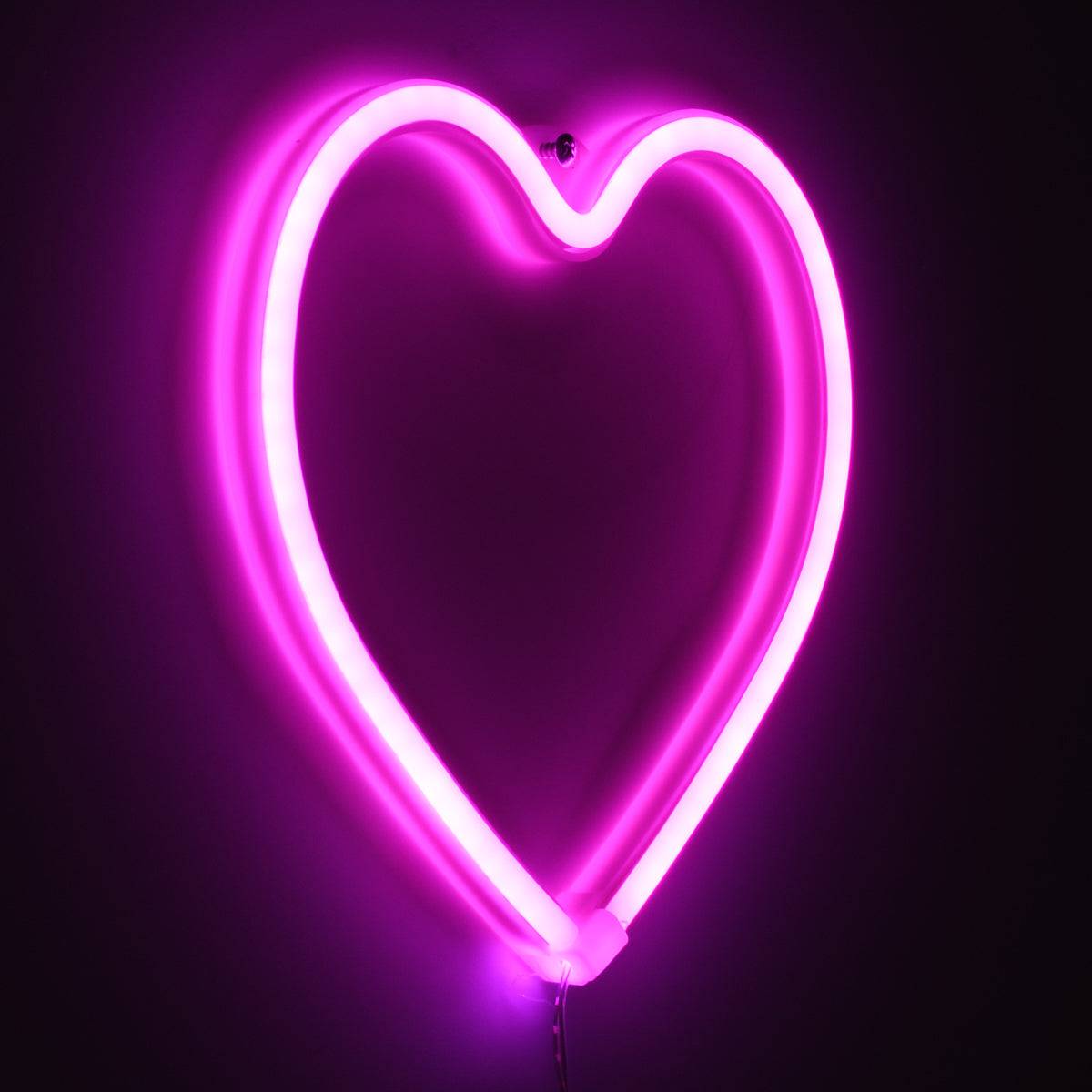 GloboStar® 78592 Φωτιστικό Ταμπέλα Φωτεινή Επιγραφή NEON LED Σήμανσης HEART 5W με Καλώδιο Τροφοδοσίας USB - Μπαταρίας 3xAAA (Δεν Περιλαμβάνονται) - Ροζ - ledmania.gr