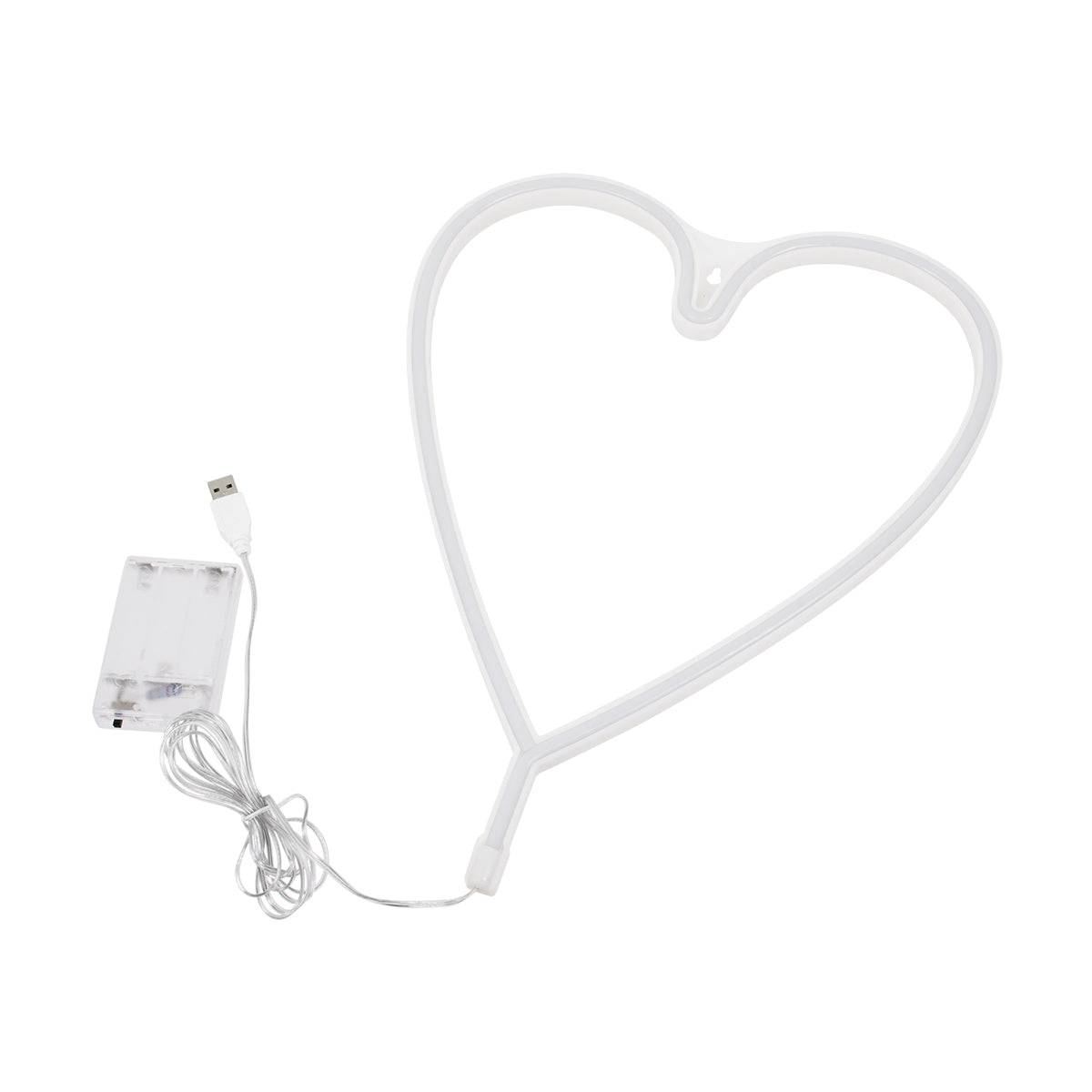 GloboStar® 78593 Φωτιστικό Ταμπέλα Φωτεινή Επιγραφή NEON LED Σήμανσης HEART LINE 5W με Καλώδιο Τροφοδοσίας USB - Μπαταρίας 3xAAA (Δεν Περιλαμβάνονται) - Ροζ - ledmania.gr